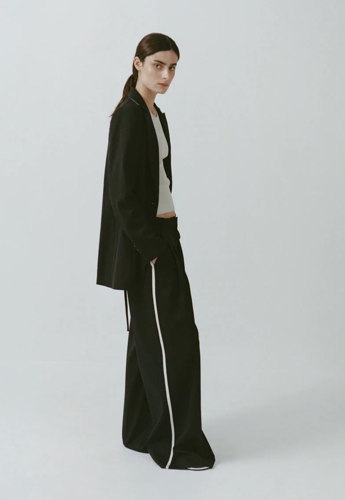 Side Stripe Homme Pant - Black Pinstripe