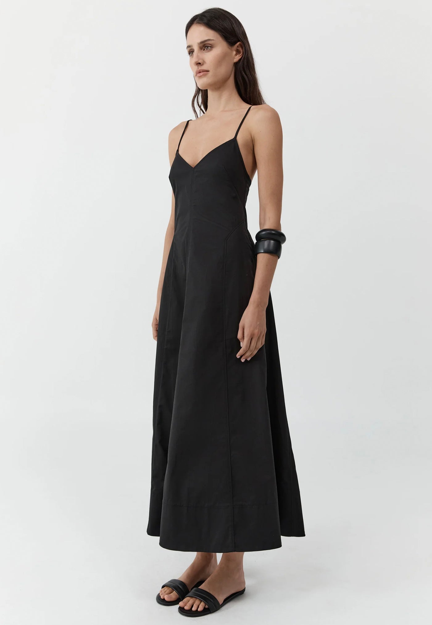 Structured Cotton Dress - Black