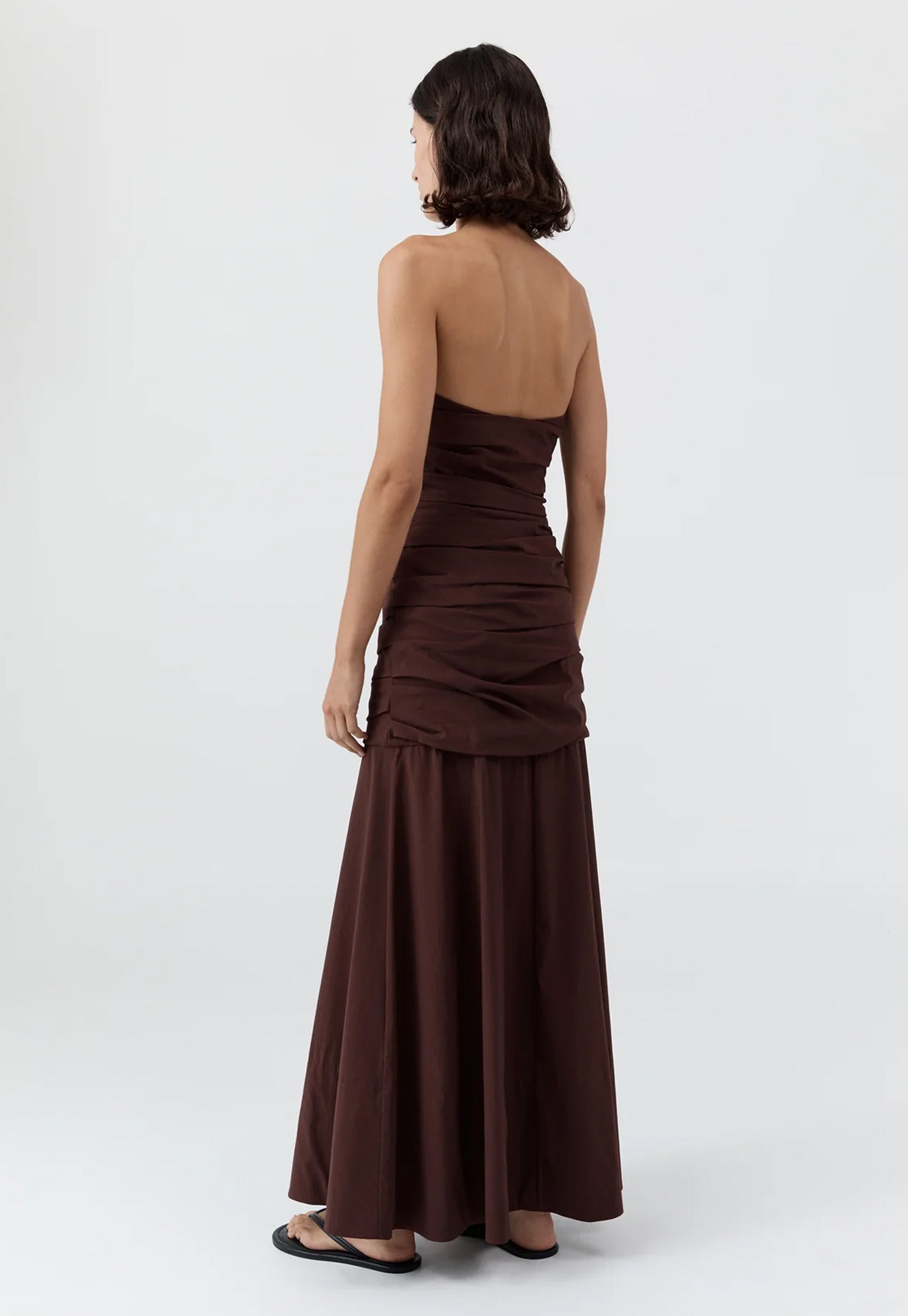 Gathered Strapless Longline Dress - Liqueur