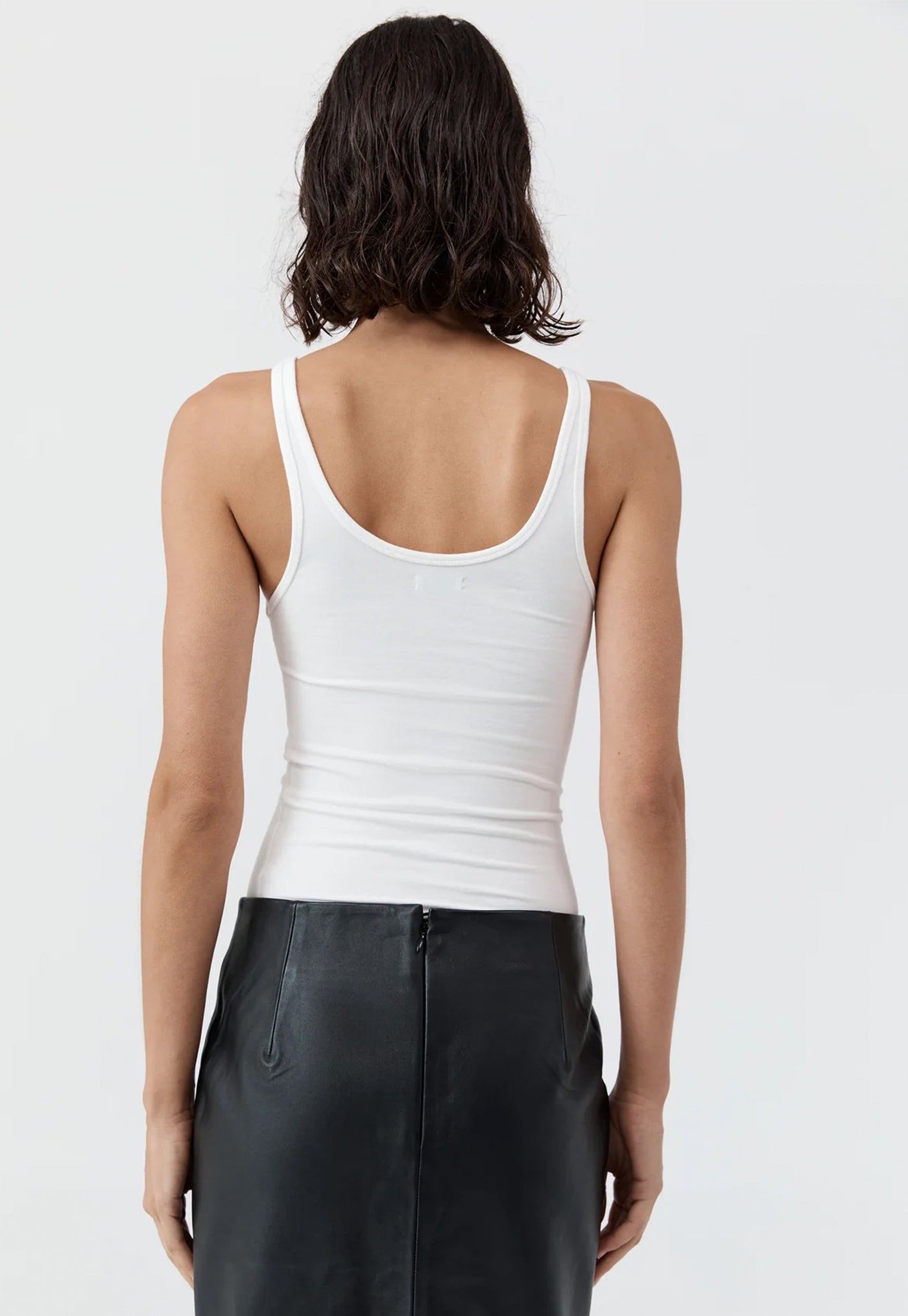Soft Jersey Slim Scoop Tank - White