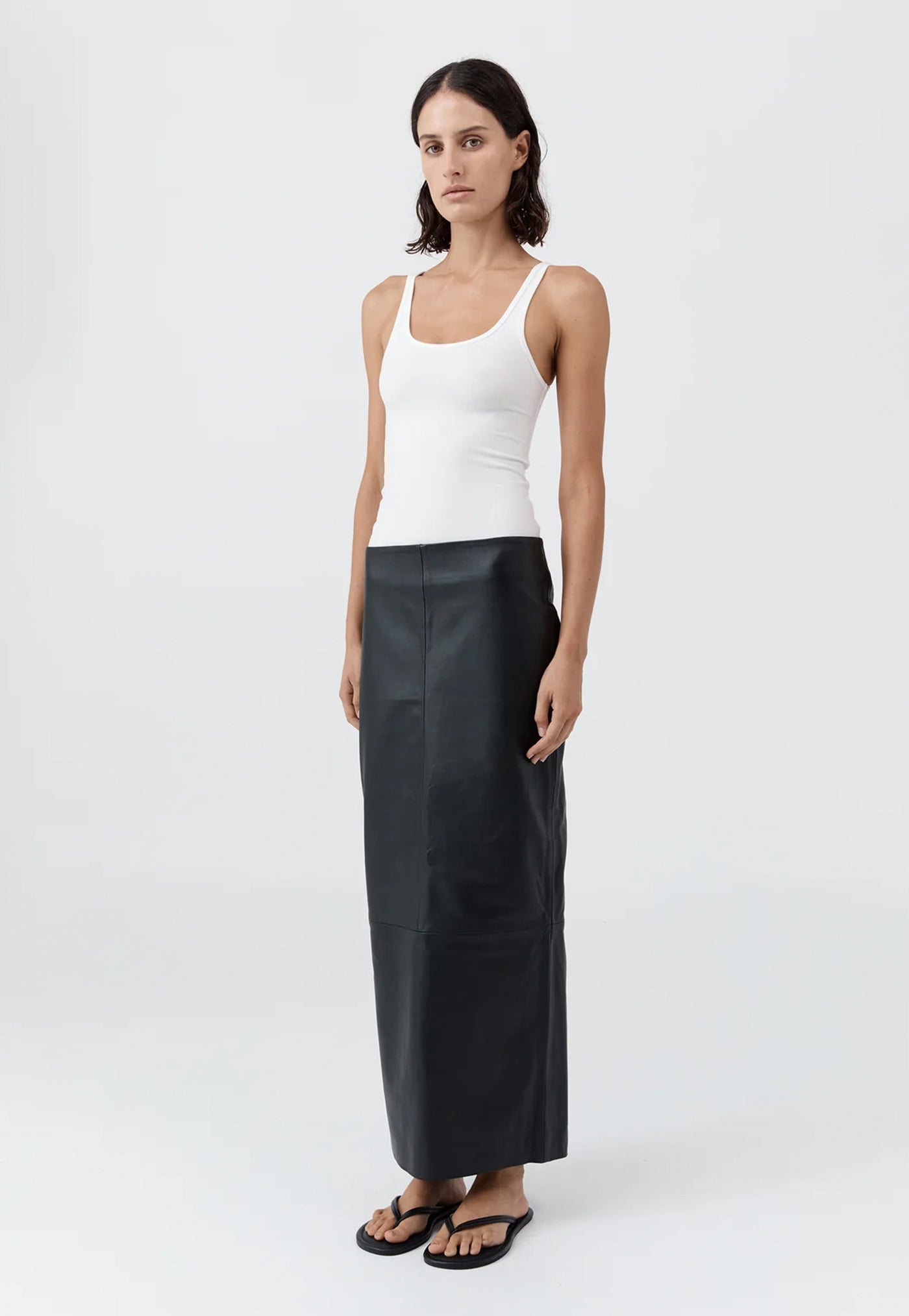 Soft Jersey Slim Scoop Tank - White