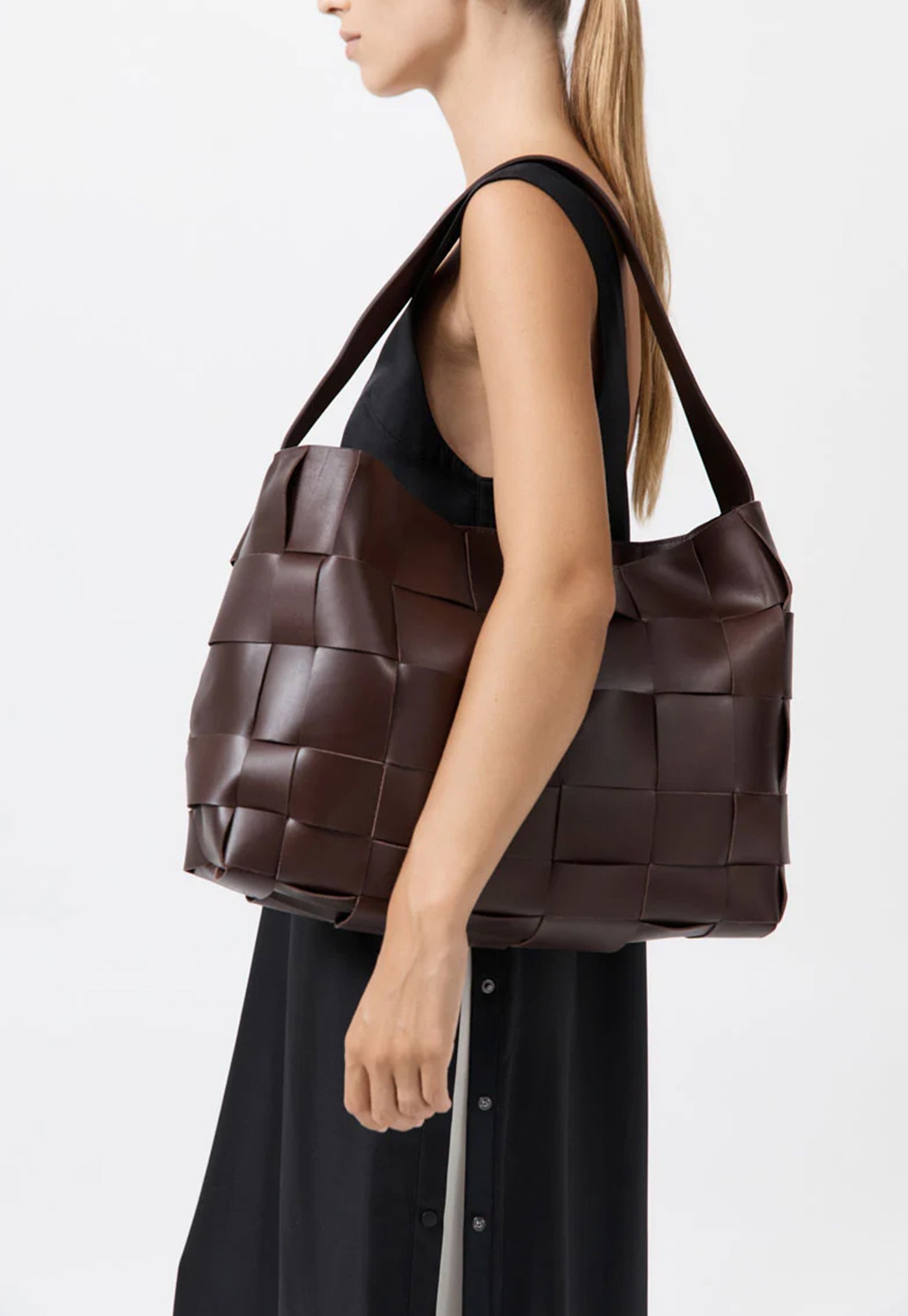 Woven Large Tote - Chocolate