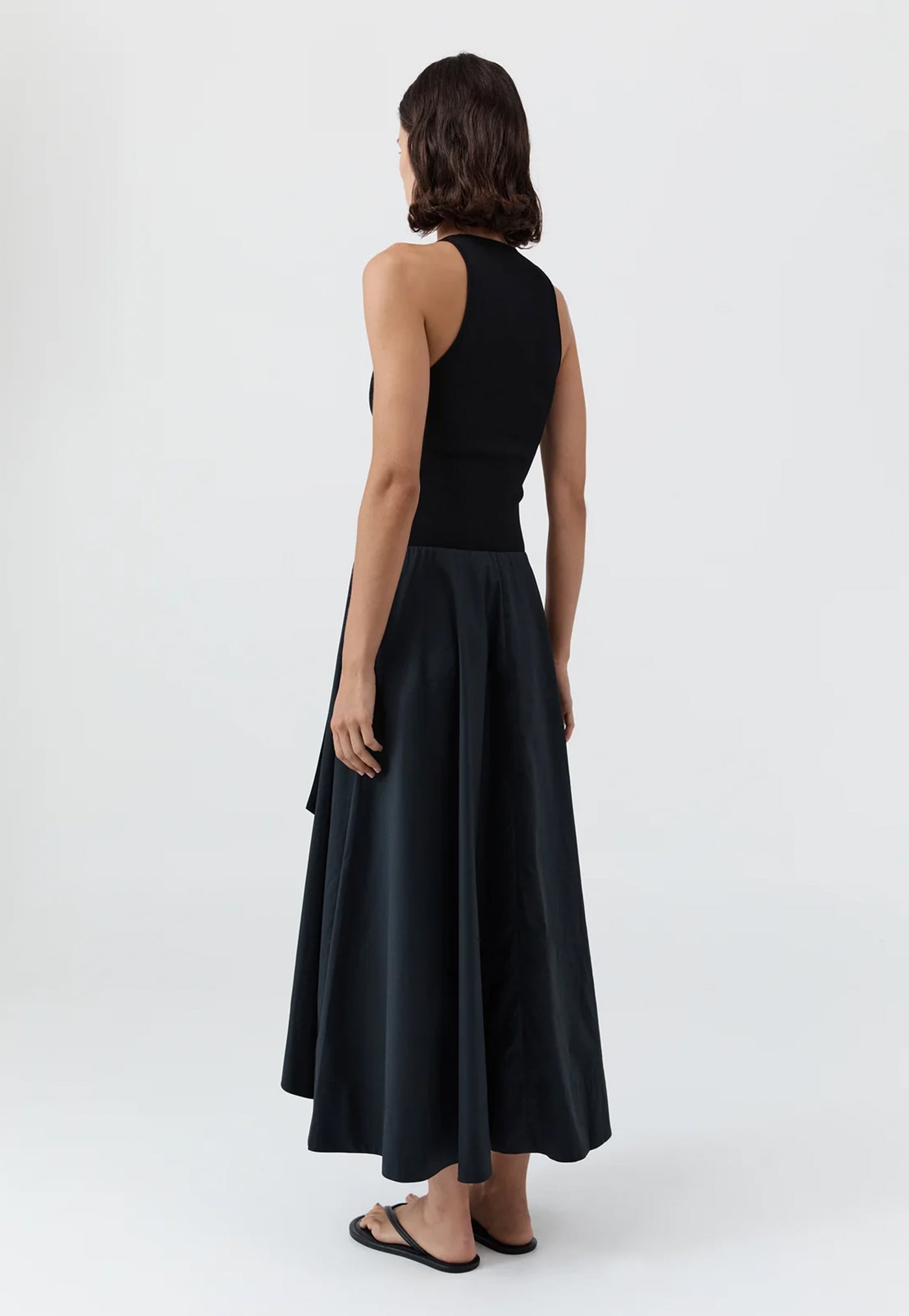 Knit Bodice Asymm Dress - Black