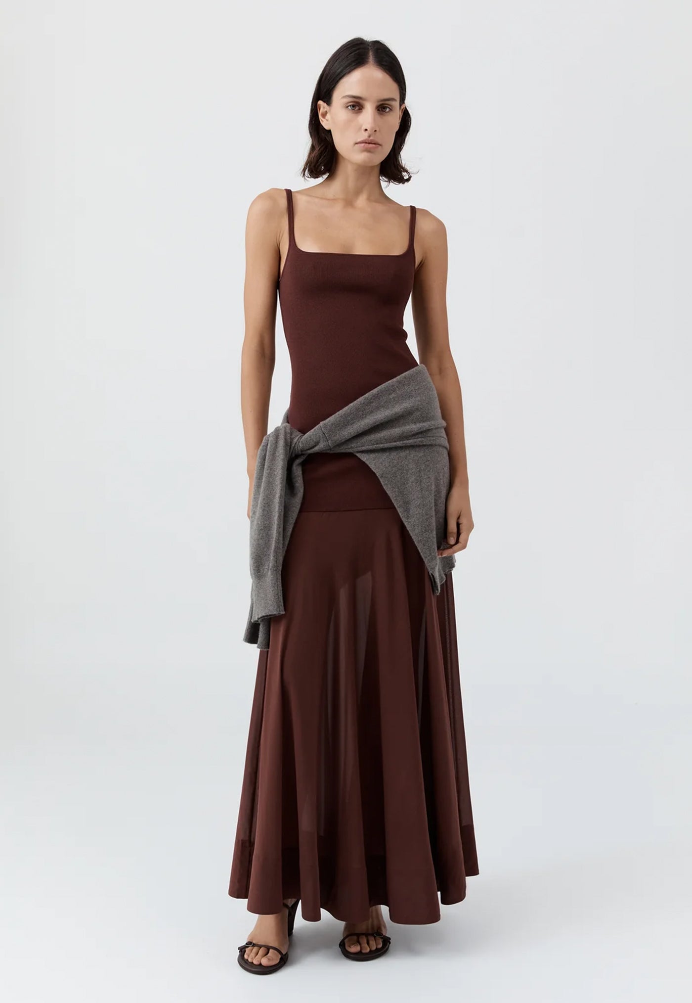 Sheer Silk Circle Hem Dress - Liqueur