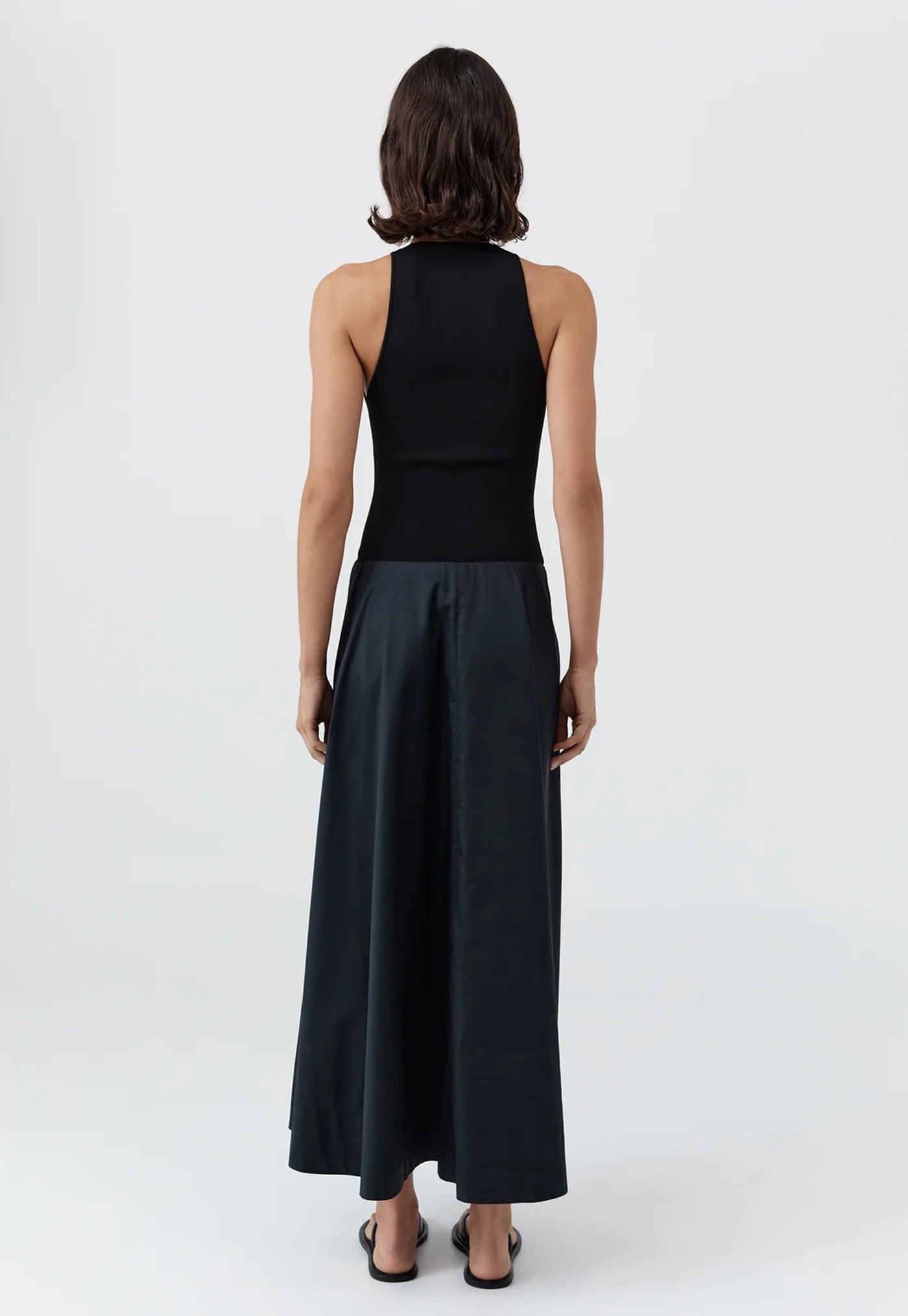 Knit Bodice Asymm Dress - Black