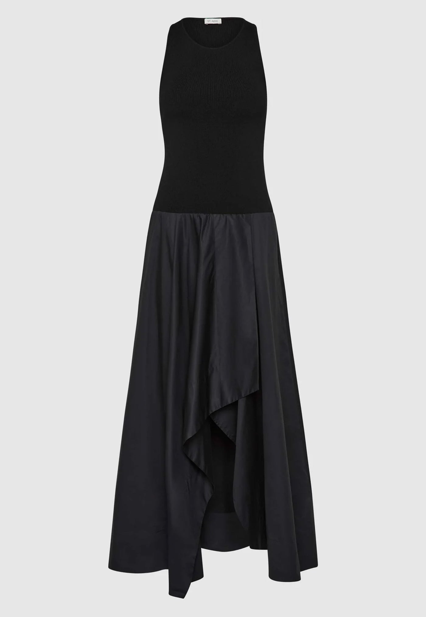 Knit Bodice Asymm Dress - Black