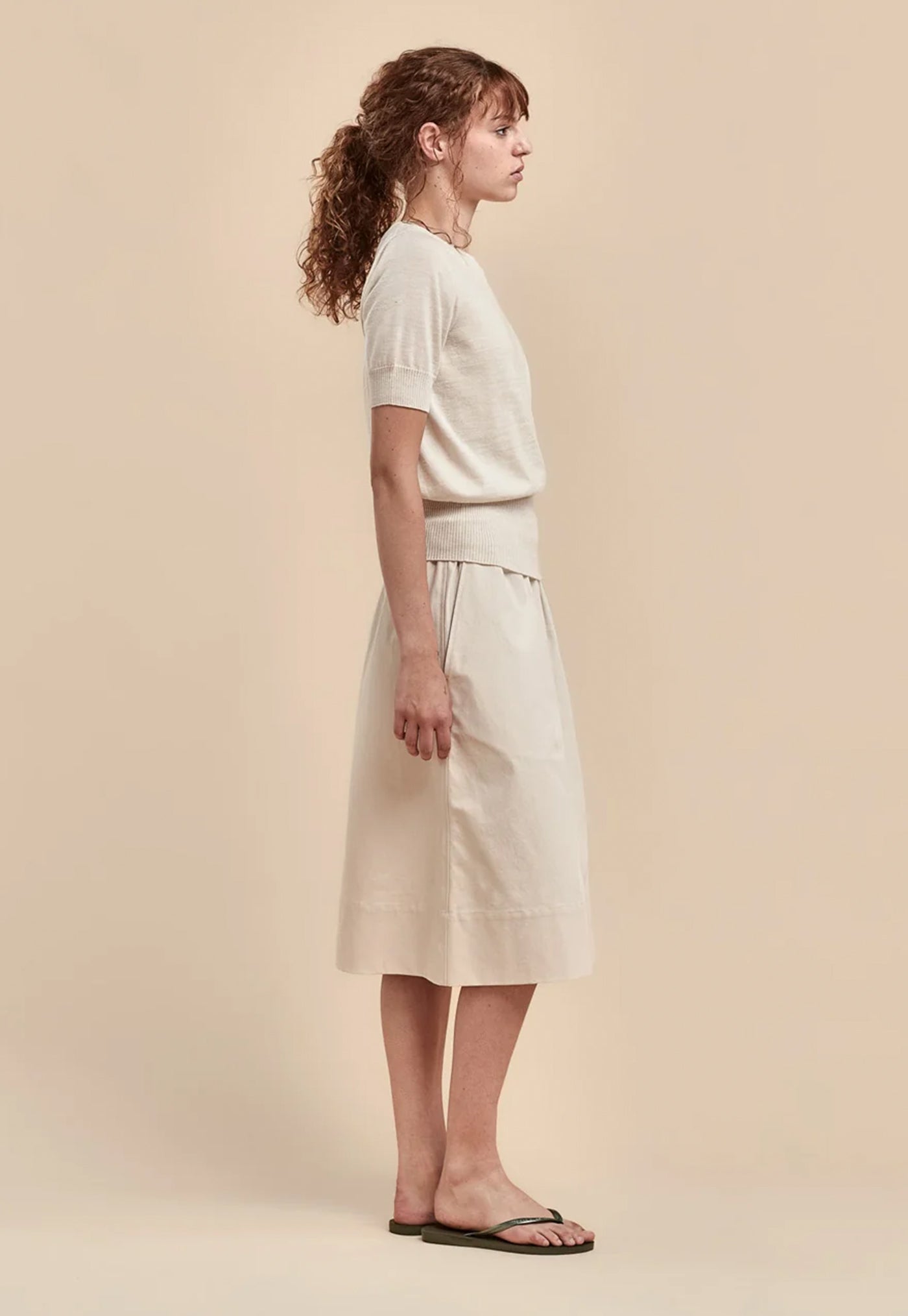 Merino High Rib T-Shirt - Alabaster