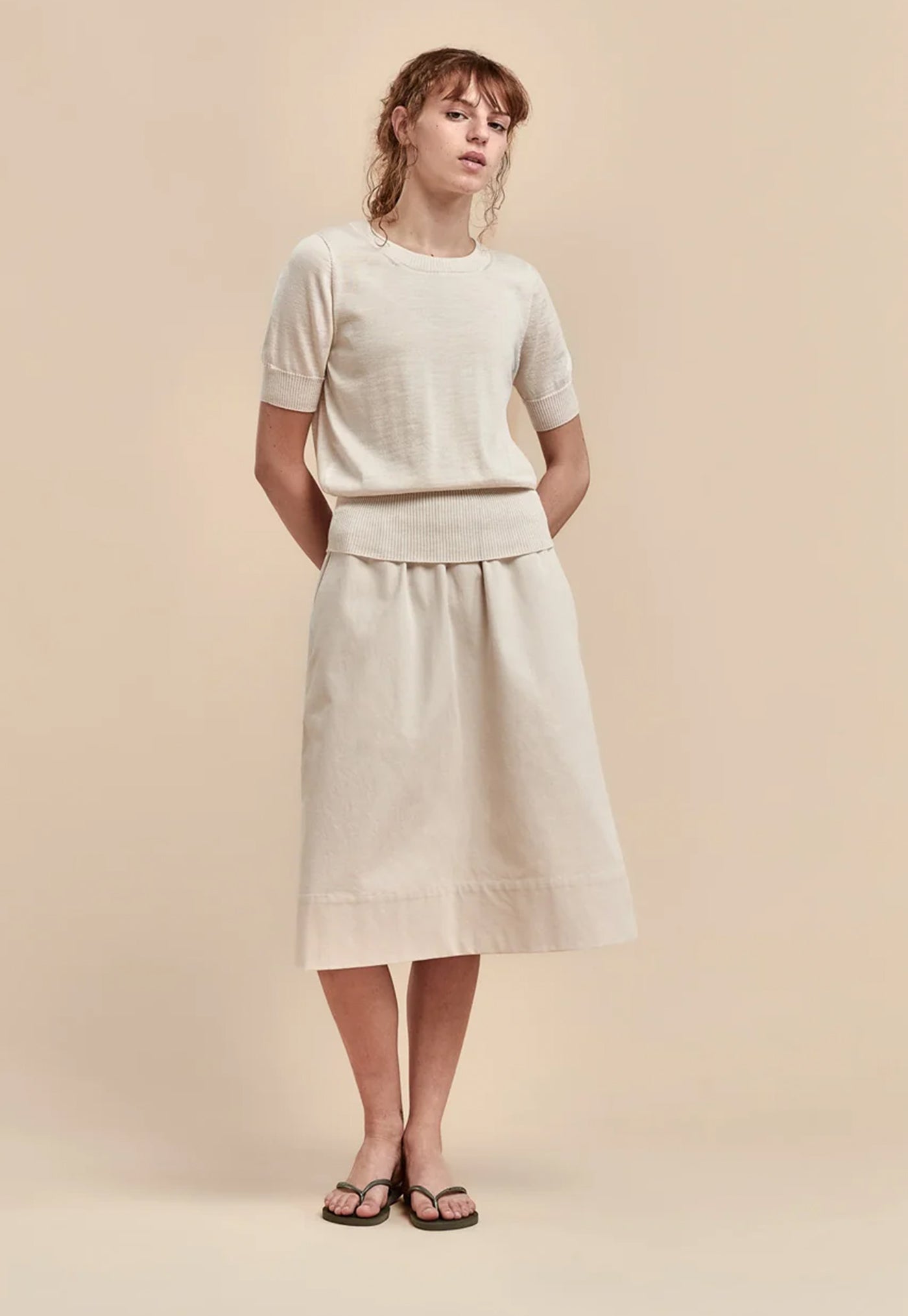 Merino High Rib T-Shirt - Alabaster