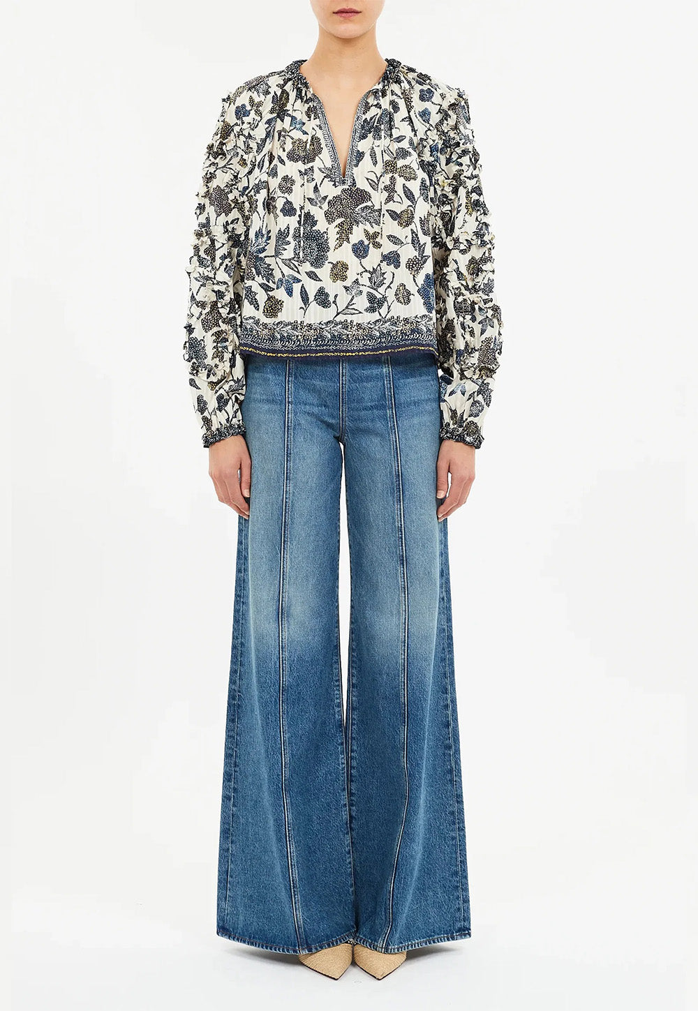 Azrou Cotton Long Sleeve Blouse - Porcelain