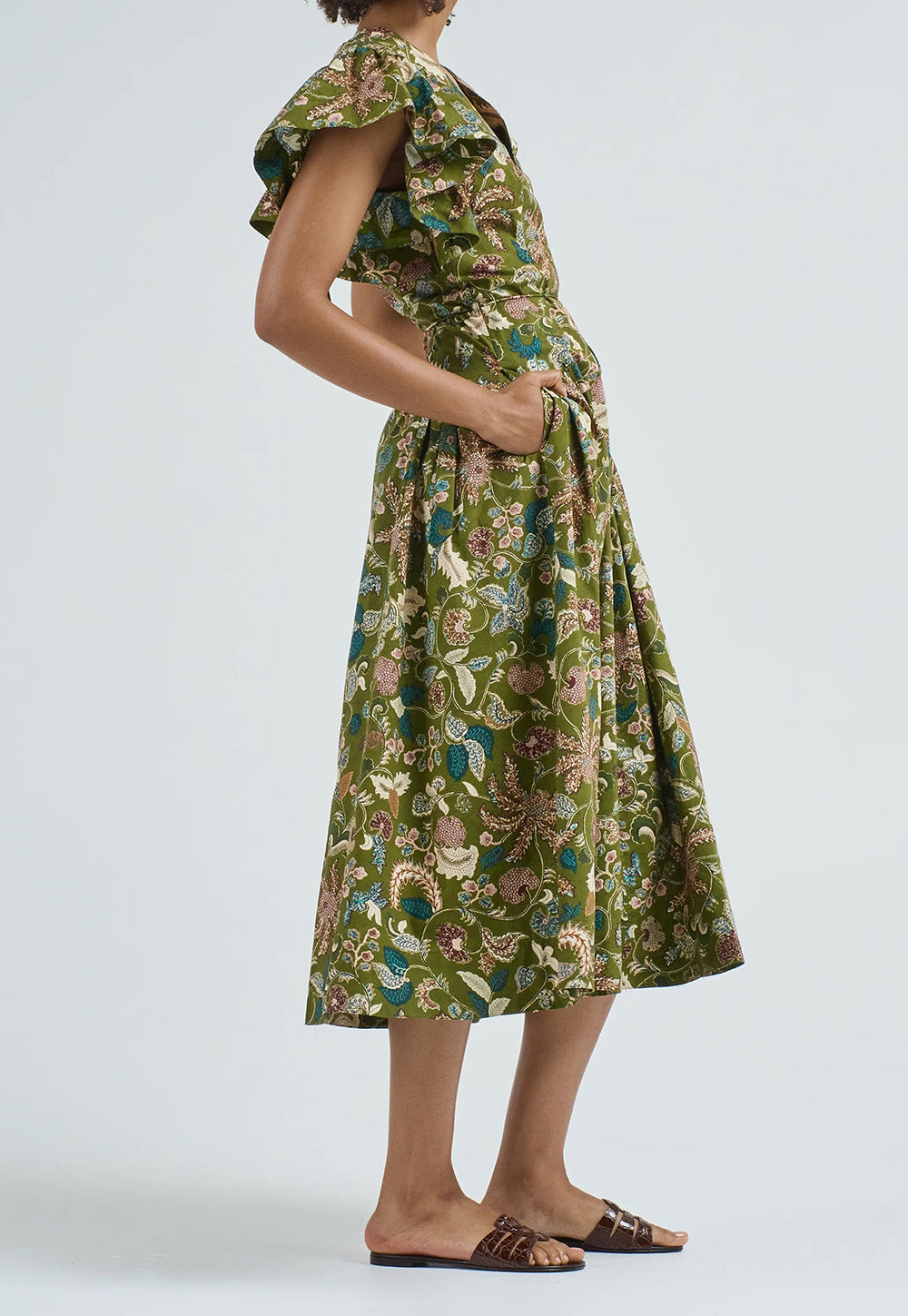 Darya Drop Waist Midi Dress - Lichen