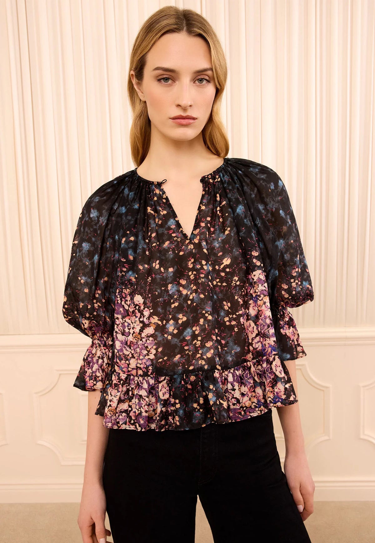 Elise SS Silk Blouse - Eclipse