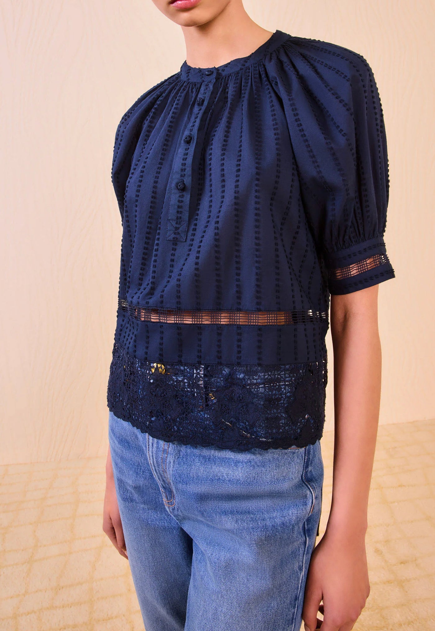 Faye Puff Sleeve Blouse - Midnight