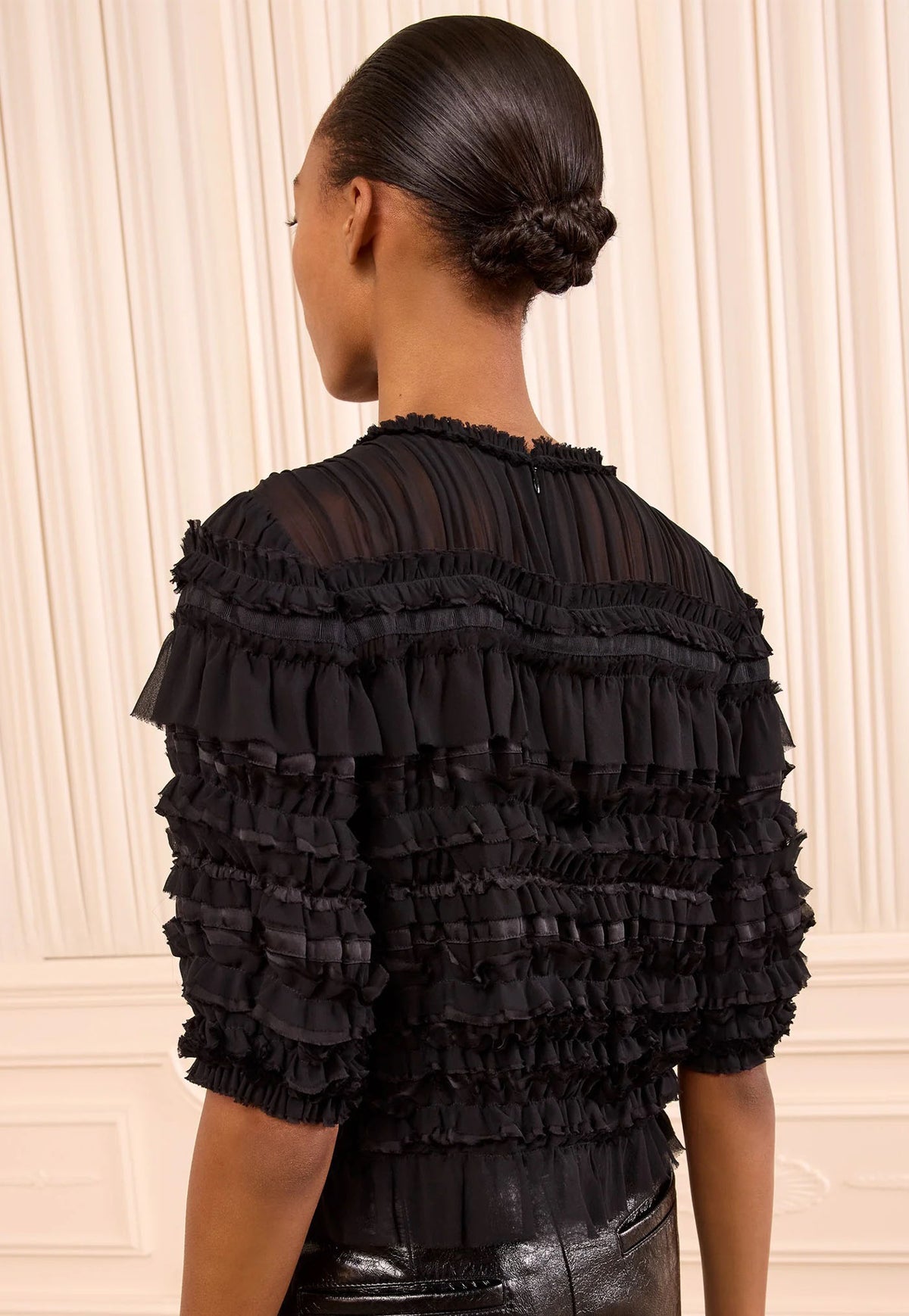 Mabel SS Silk Top - Noir