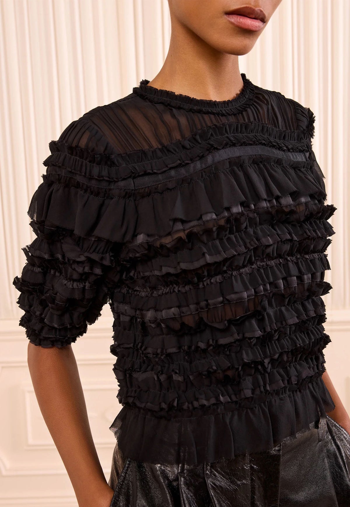 Mabel SS Silk Top - Noir