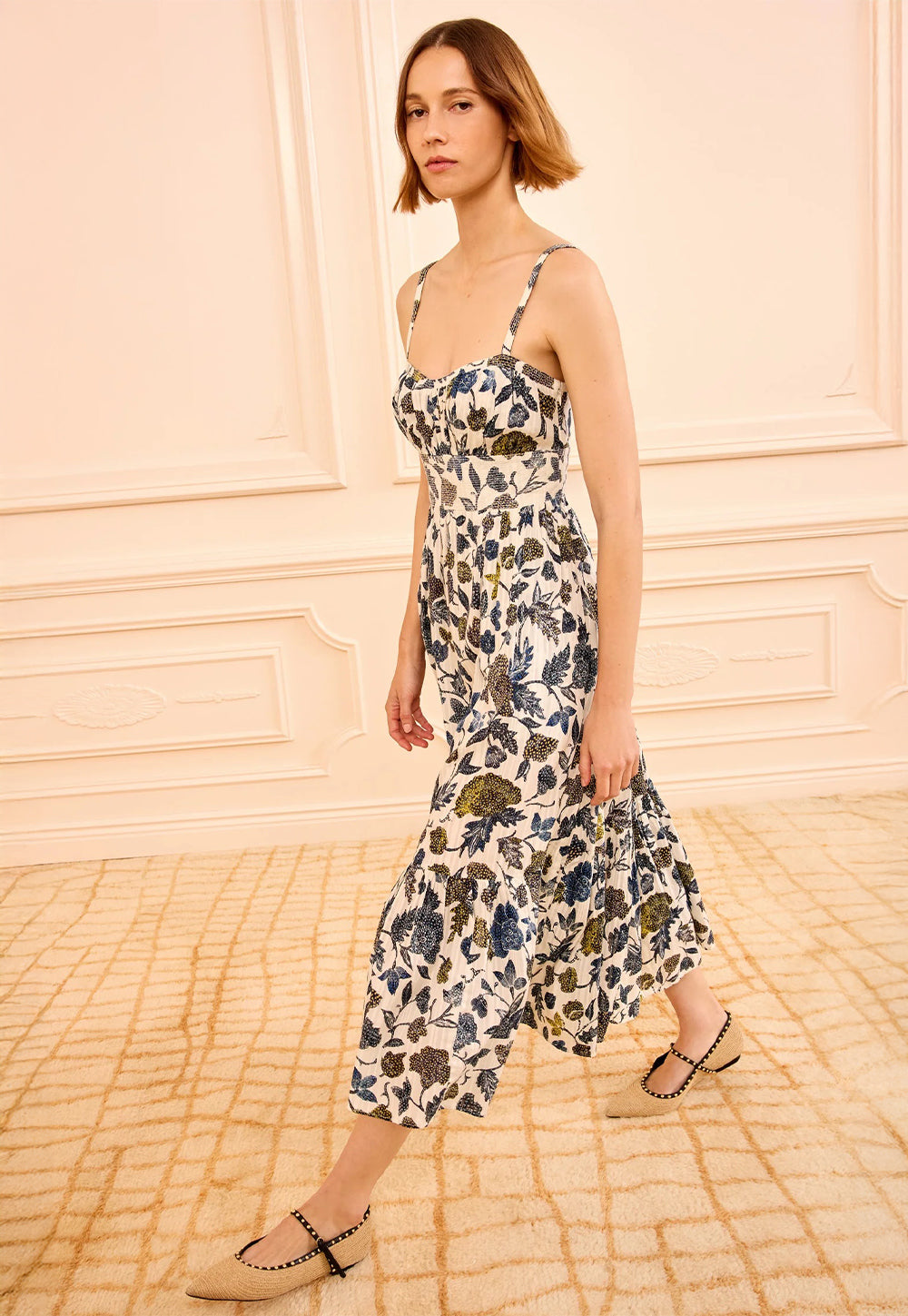 Nadine Cami Midi Dress - Porcelain