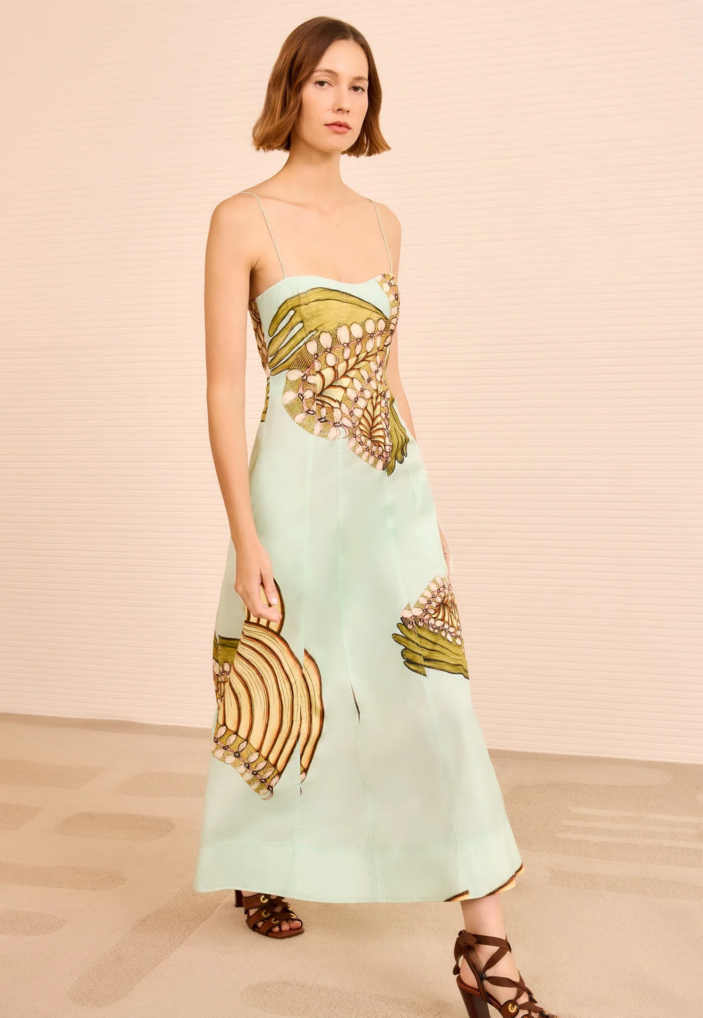 Vesela Cami Midi Dress - Water Blossoms