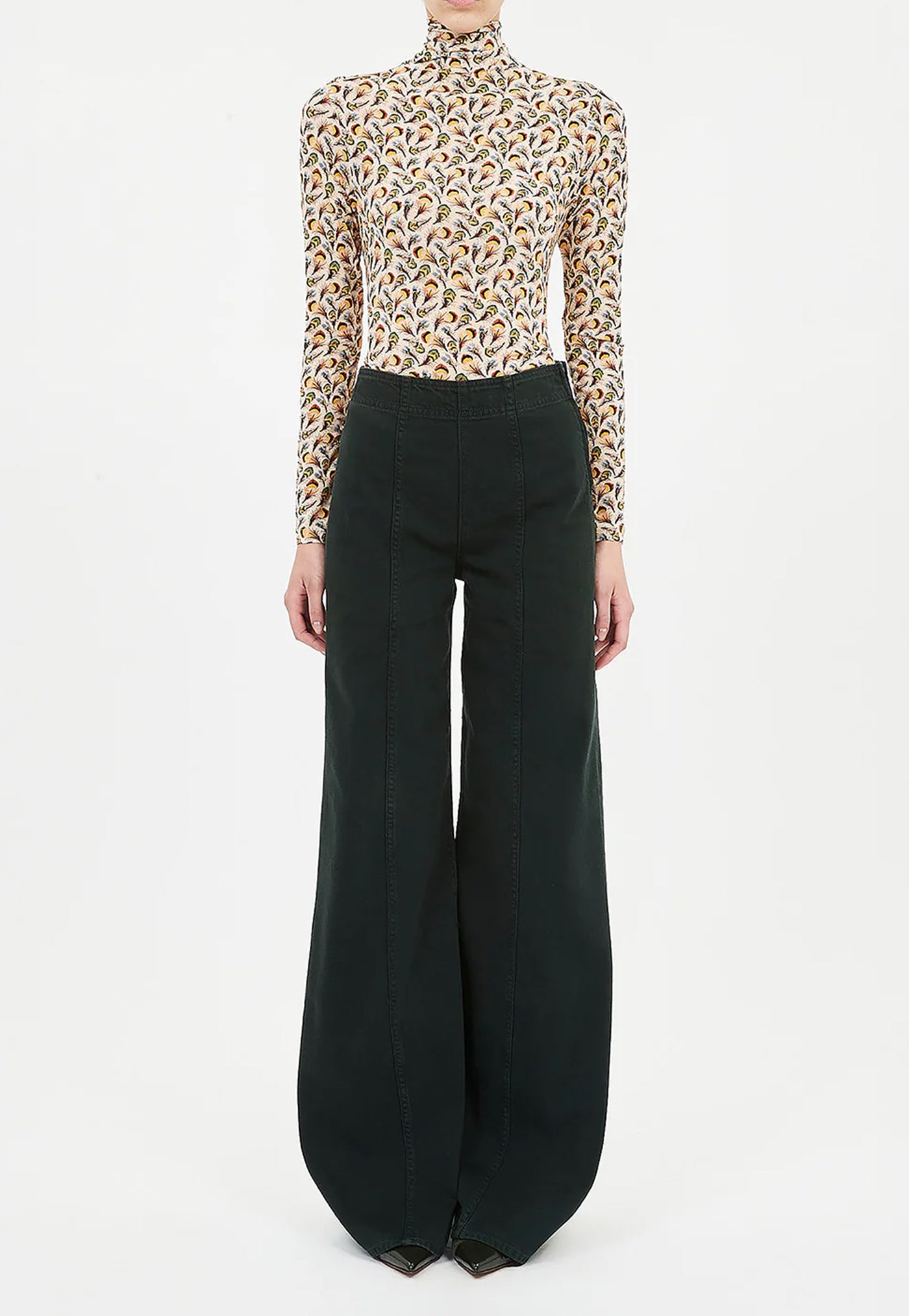 Aurelia Jersey Long Sleeve Turtleneck Top - Swan
