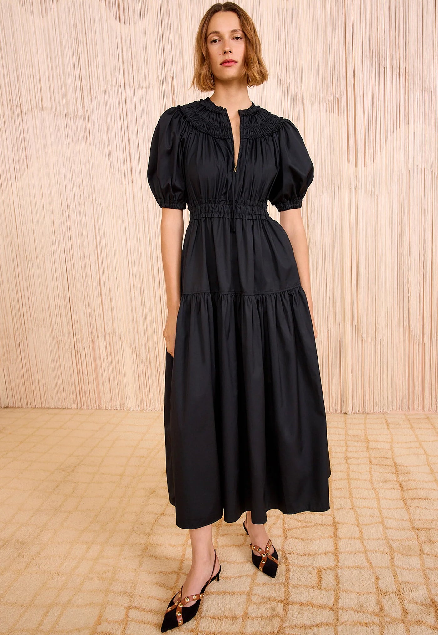 Othella Short Sleeve Midi Dress - Noir
