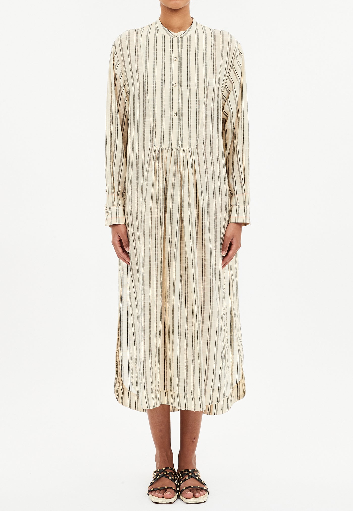 Brita Striped Dress Coverup - Cowrie Stripe