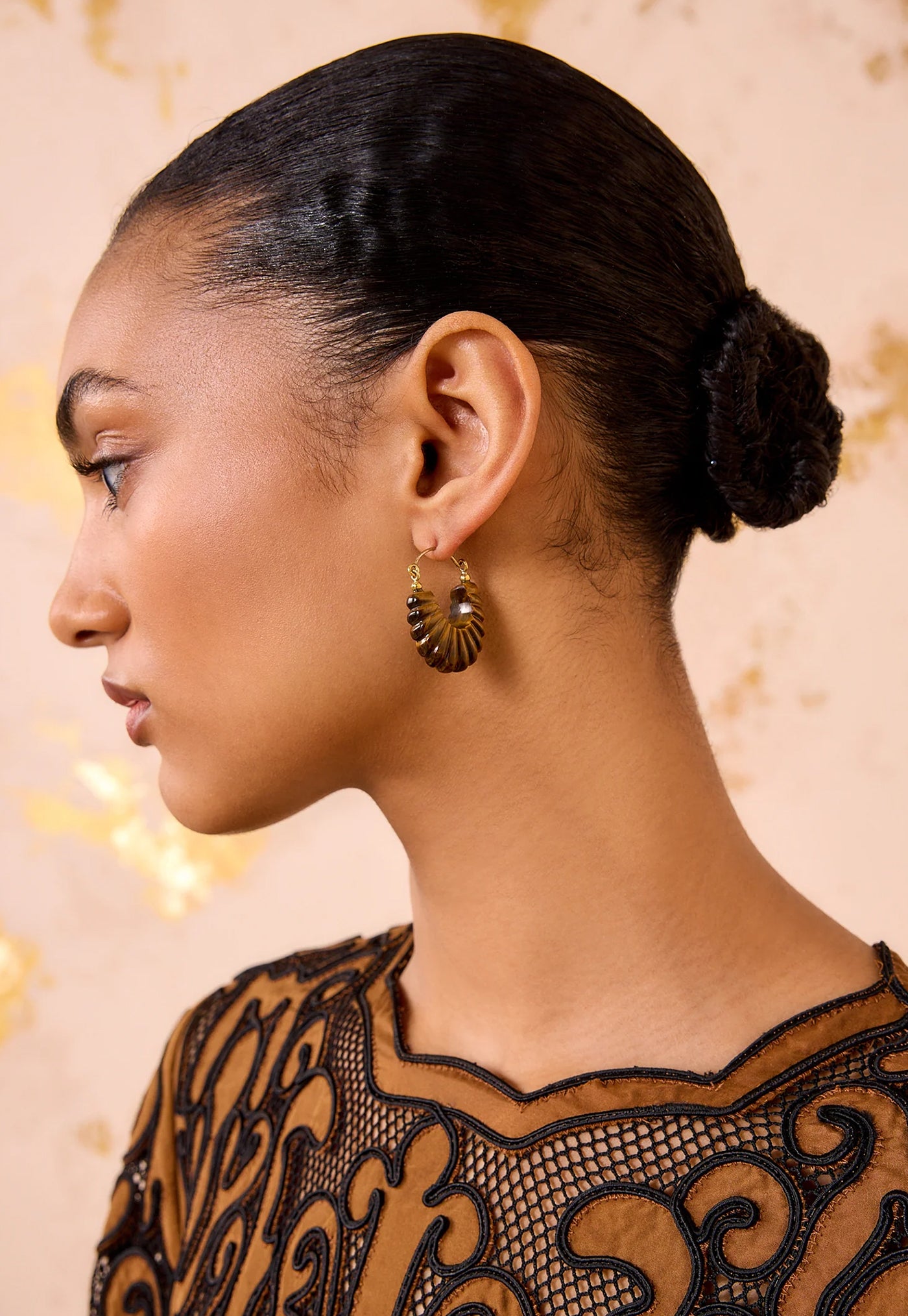 Zora Carved Shell Hoop Earring