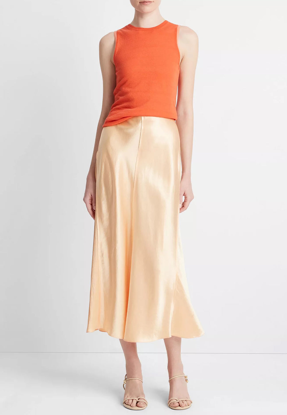 Raw Edge Panelled Slip Skirt - Cantaloupe sold by Angel Divine