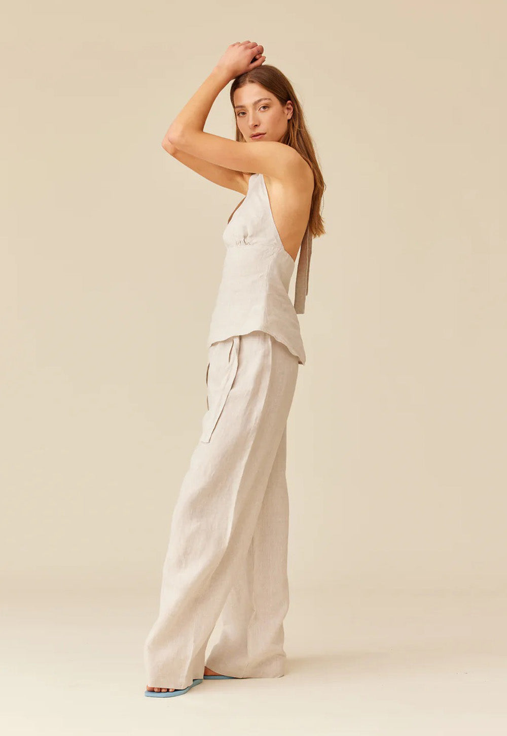 Sasha Linen Halter Top - Natural