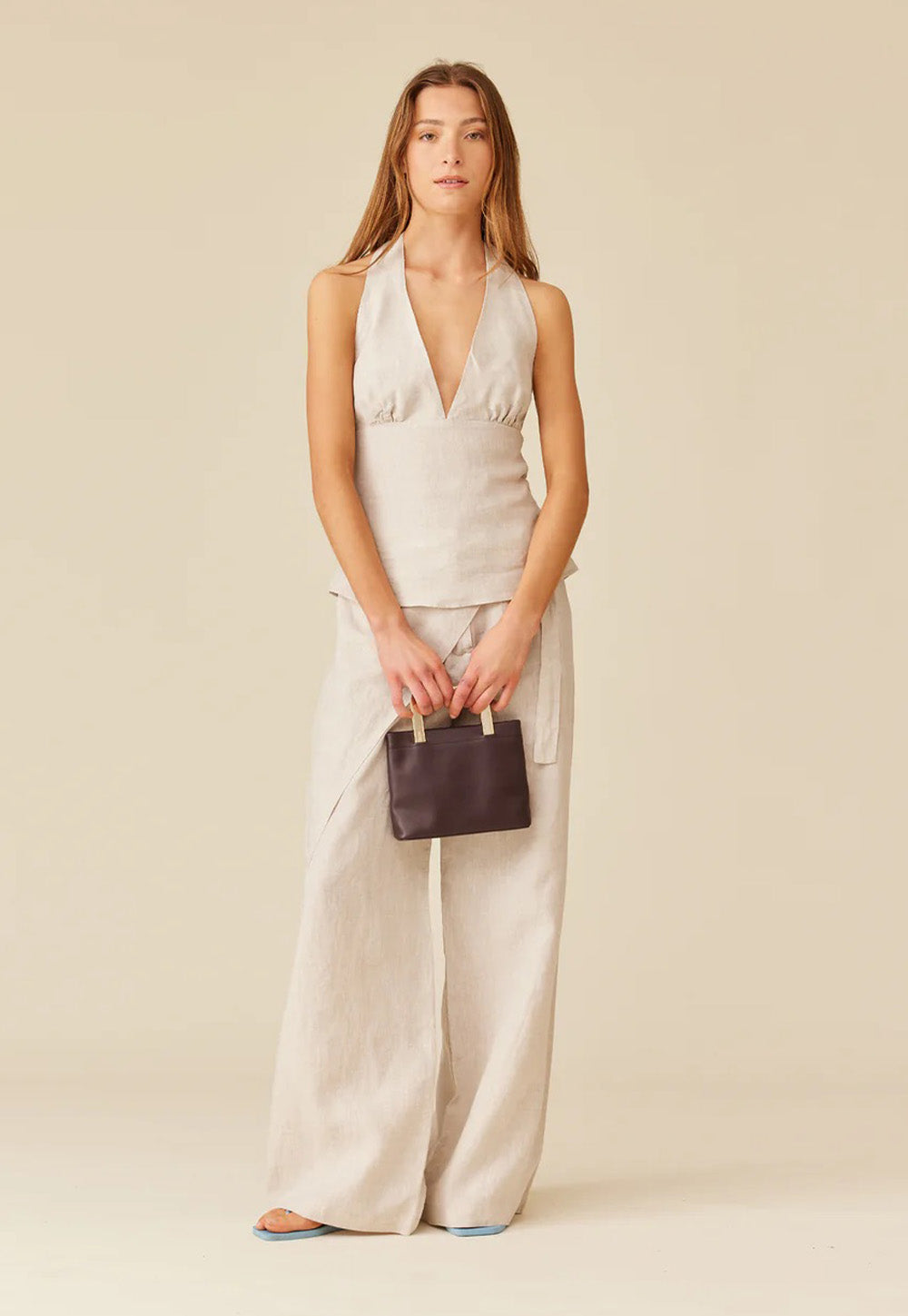 Sasha Linen Halter Top - Natural