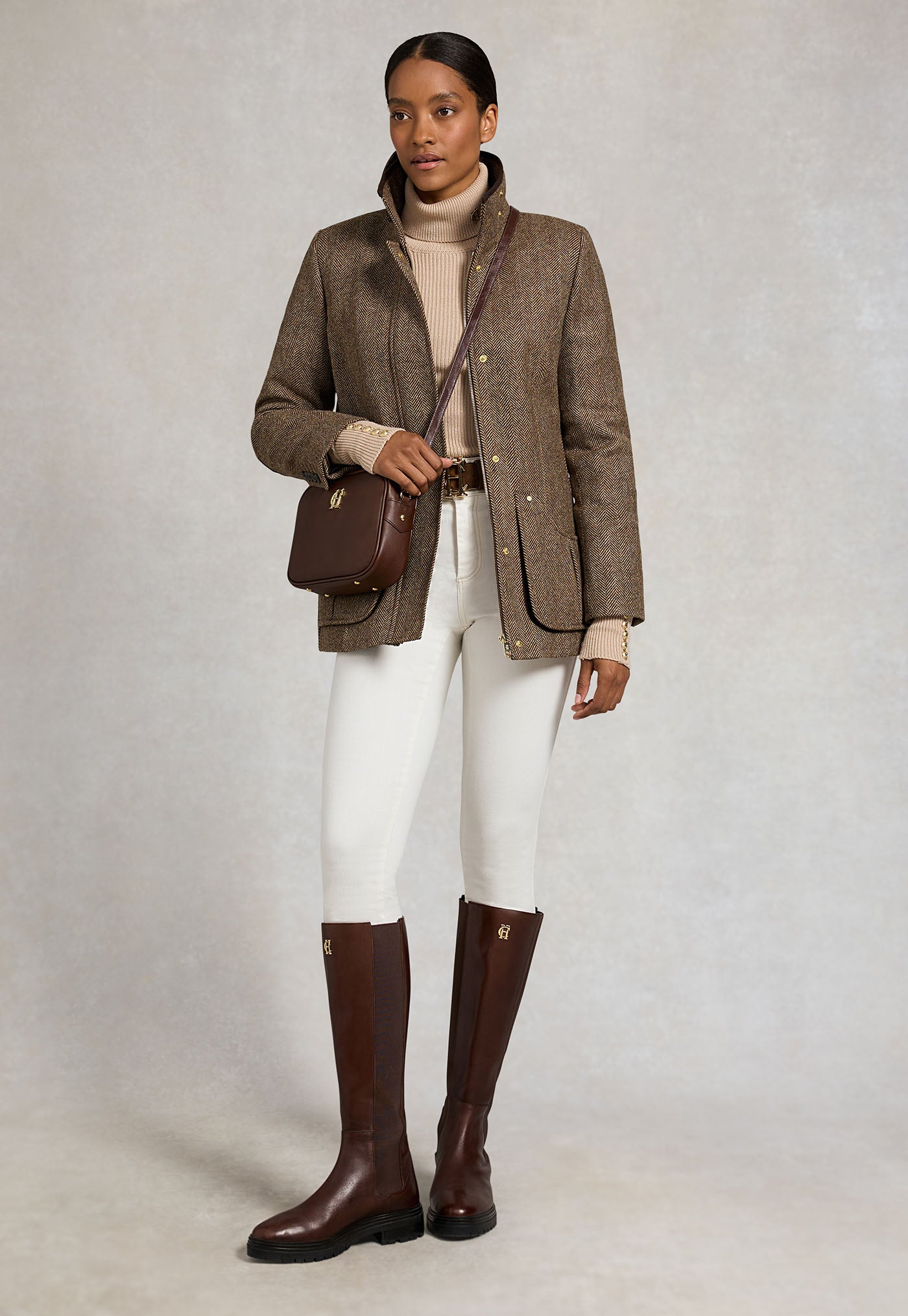 Country Classic Jacket - Large Scale Brown Herringbone