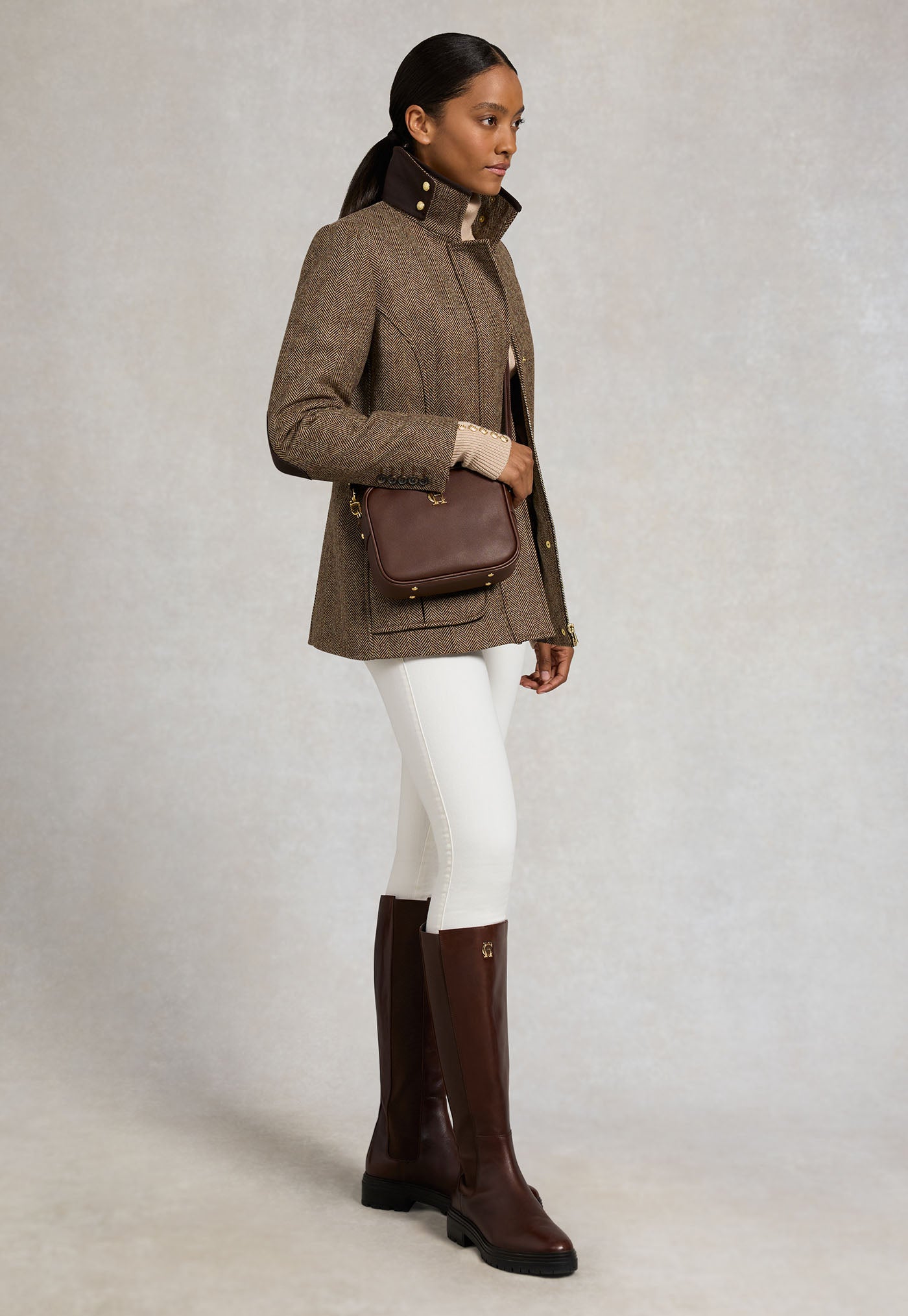 Country Classic Jacket - Large Scale Brown Herringbone