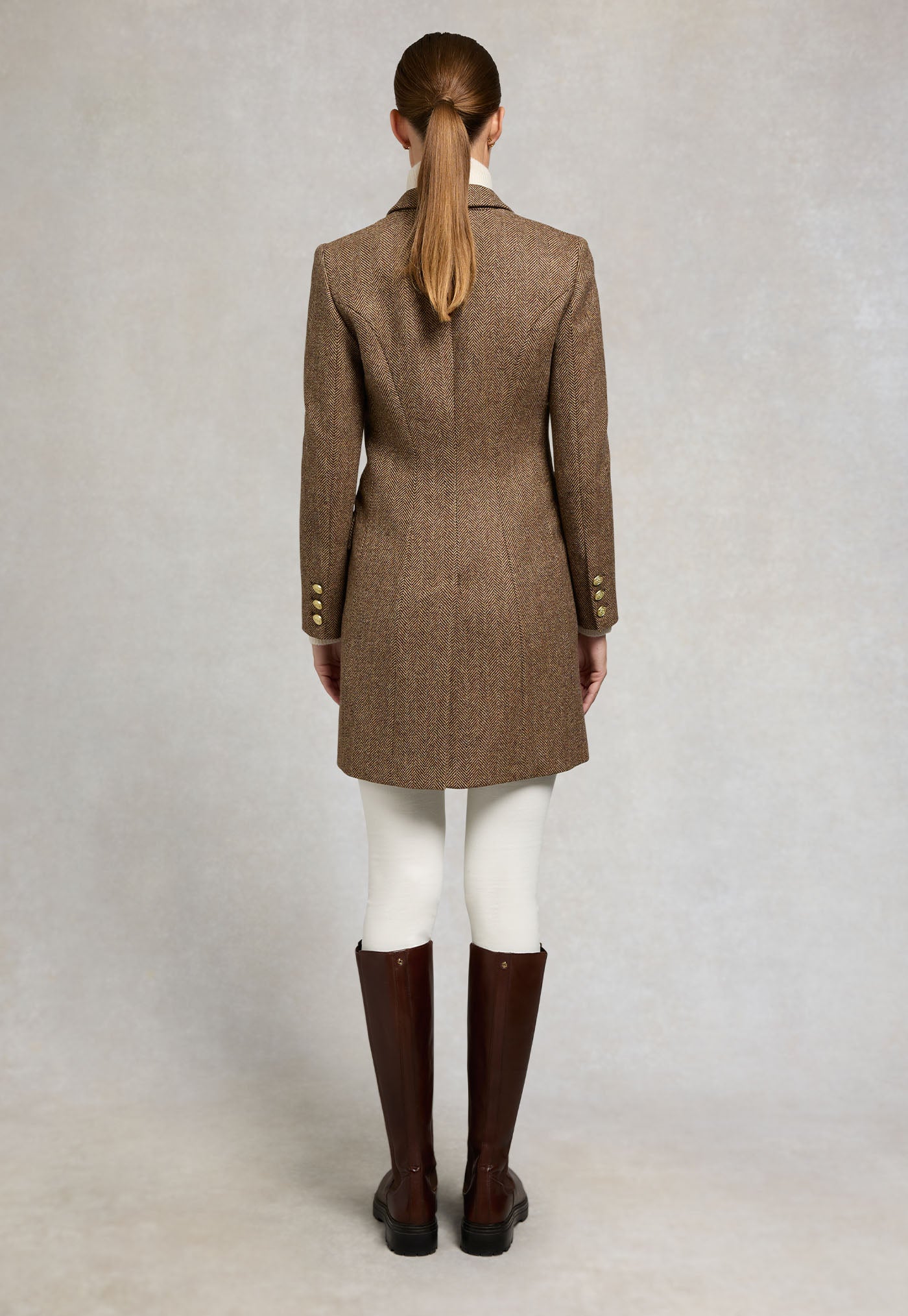 Highgrove Coat - Large Scale Brown Herringbone