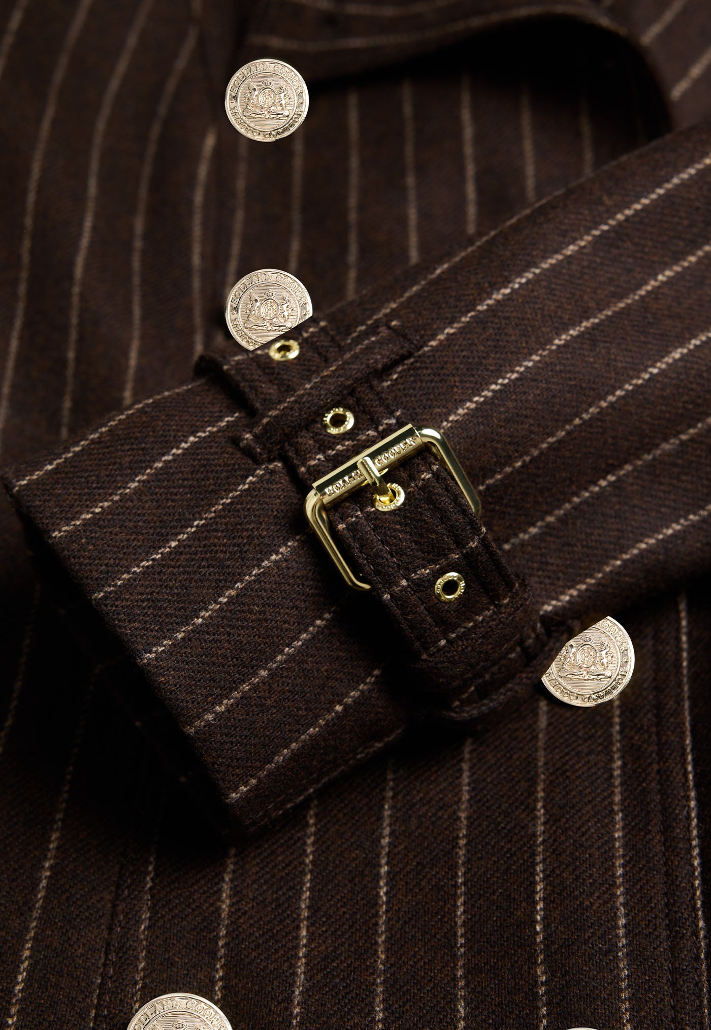 Marlborough Trench Coat Full Length - Chocolate Pinstripe