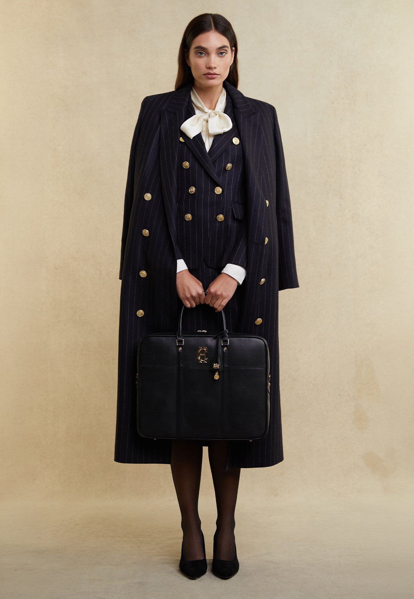 Mayfair Pencil Skirt - Navy Chalk Pinstripe