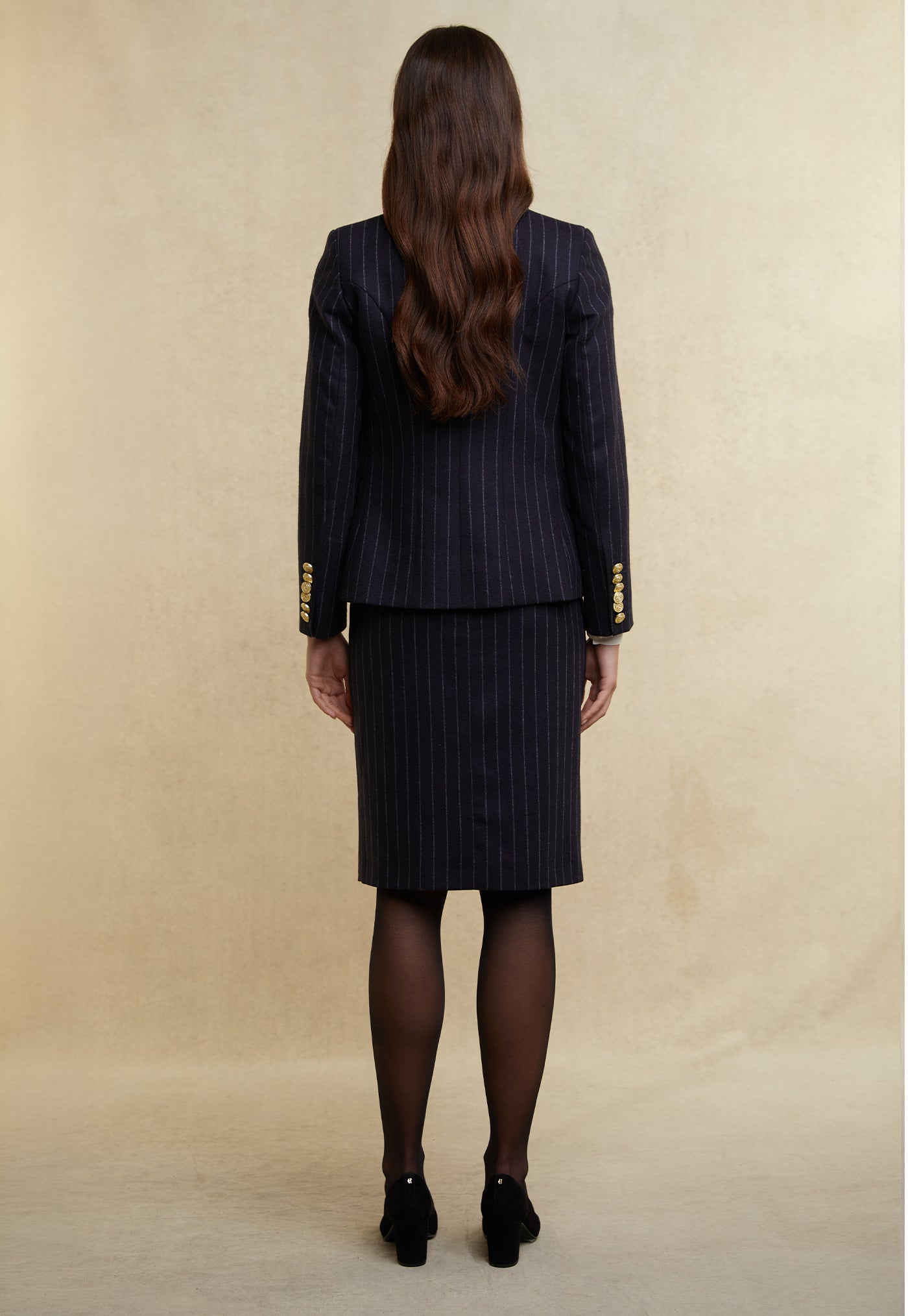 Mayfair Pencil Skirt - Navy Chalk Pinstripe