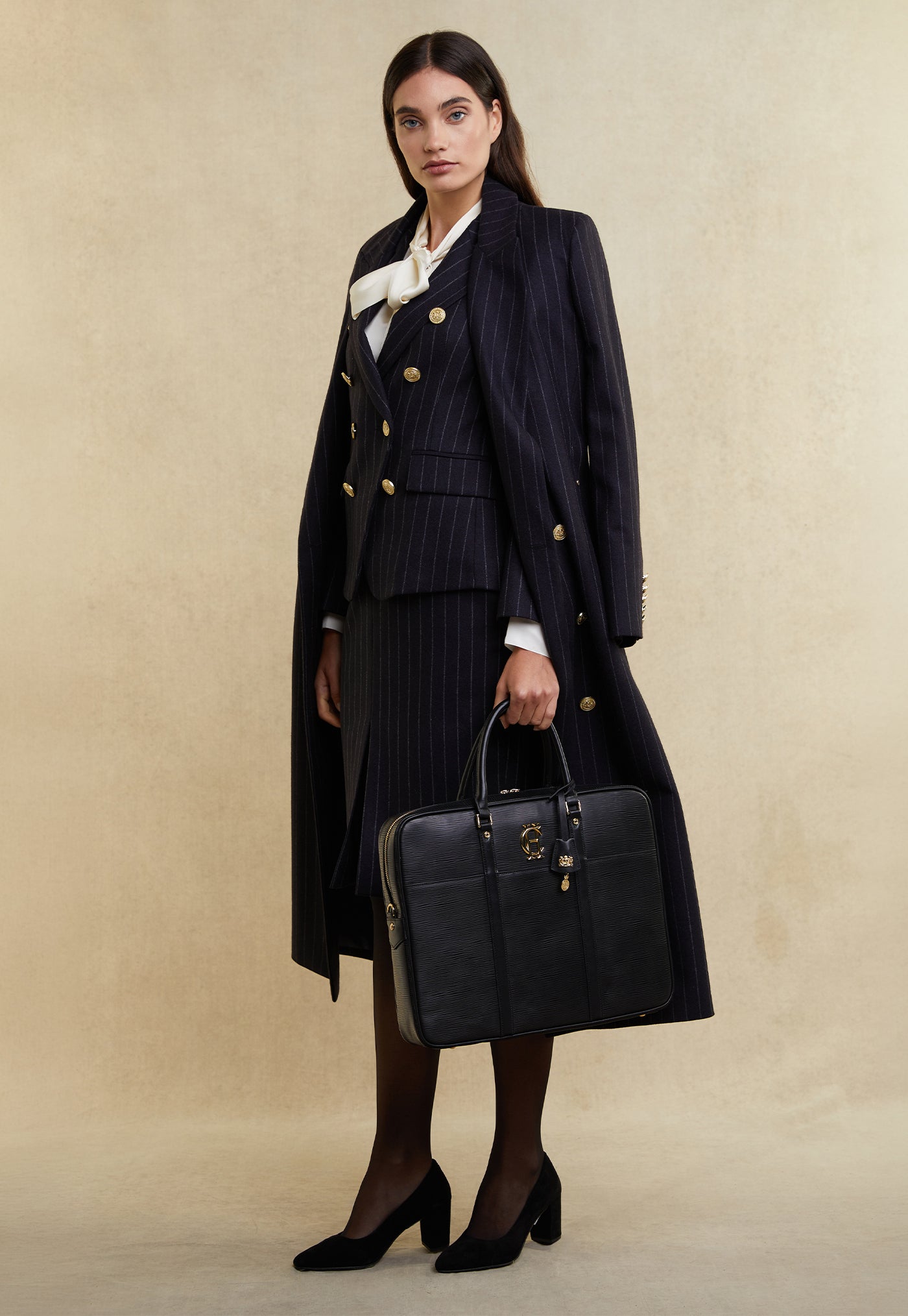 Mayfair Pencil Skirt - Navy Chalk Pinstripe