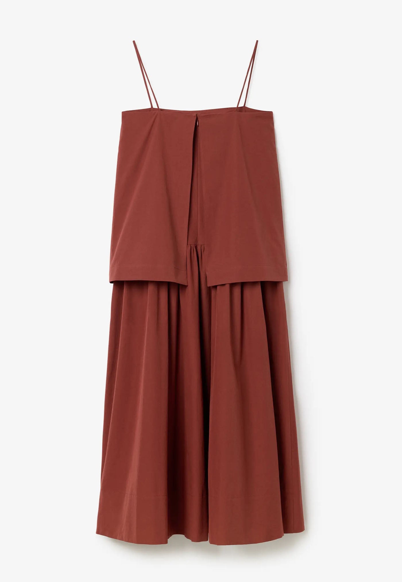 Cotton Strap Dress - Mahogany Red
