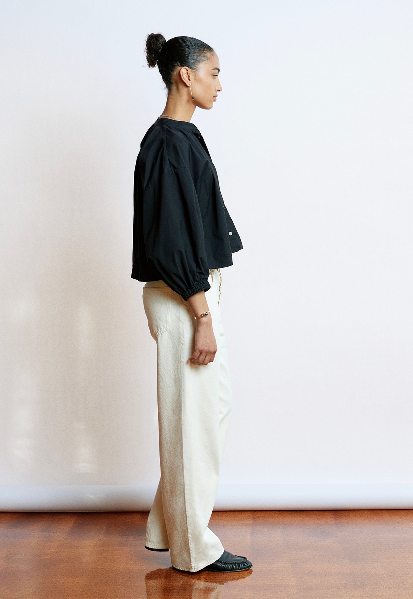 Everyday Crop - Black Cotton Poplin