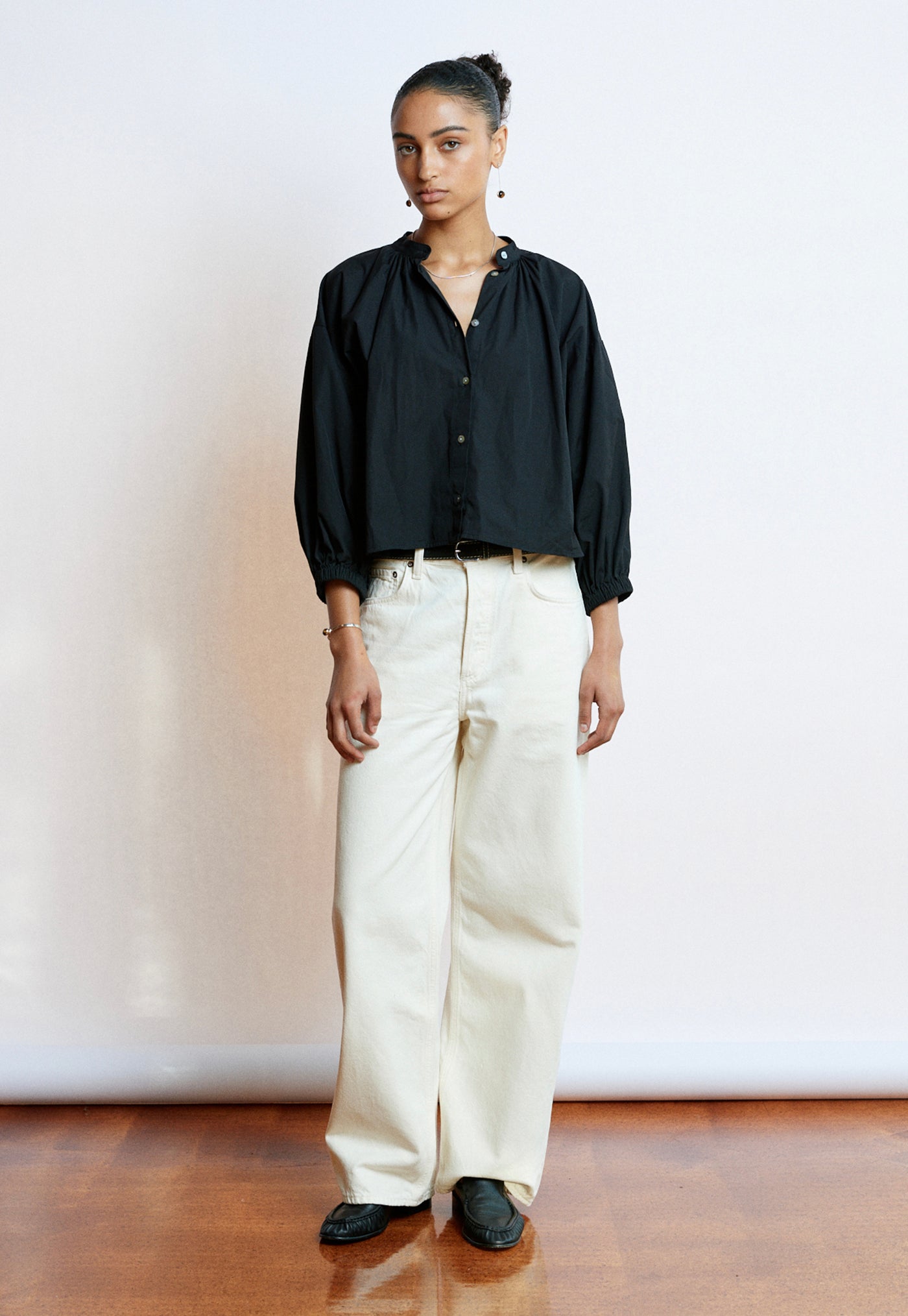 Everyday Crop - Black Cotton Poplin