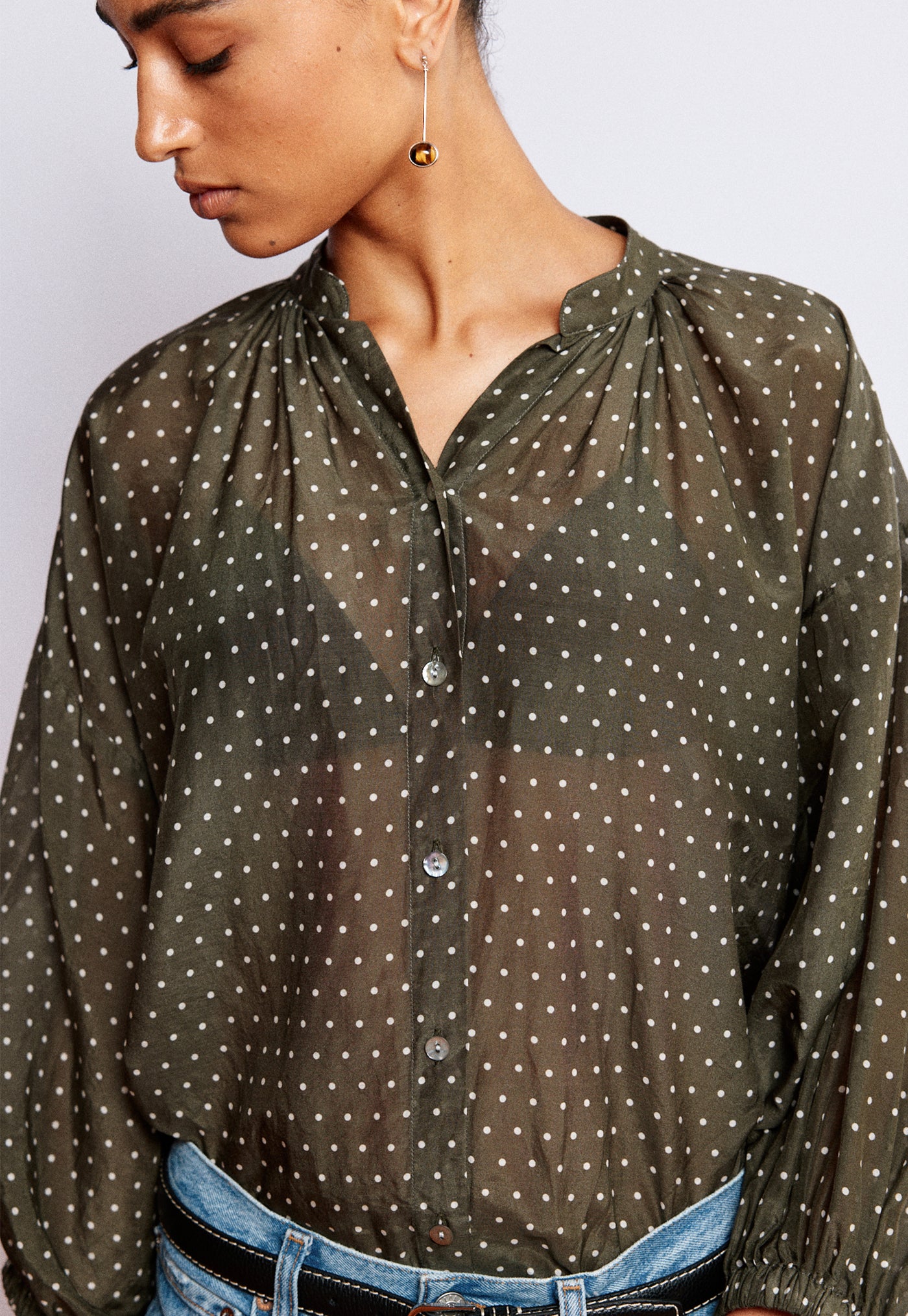 Everday Blouse - Olive Mahsa Polka Dot