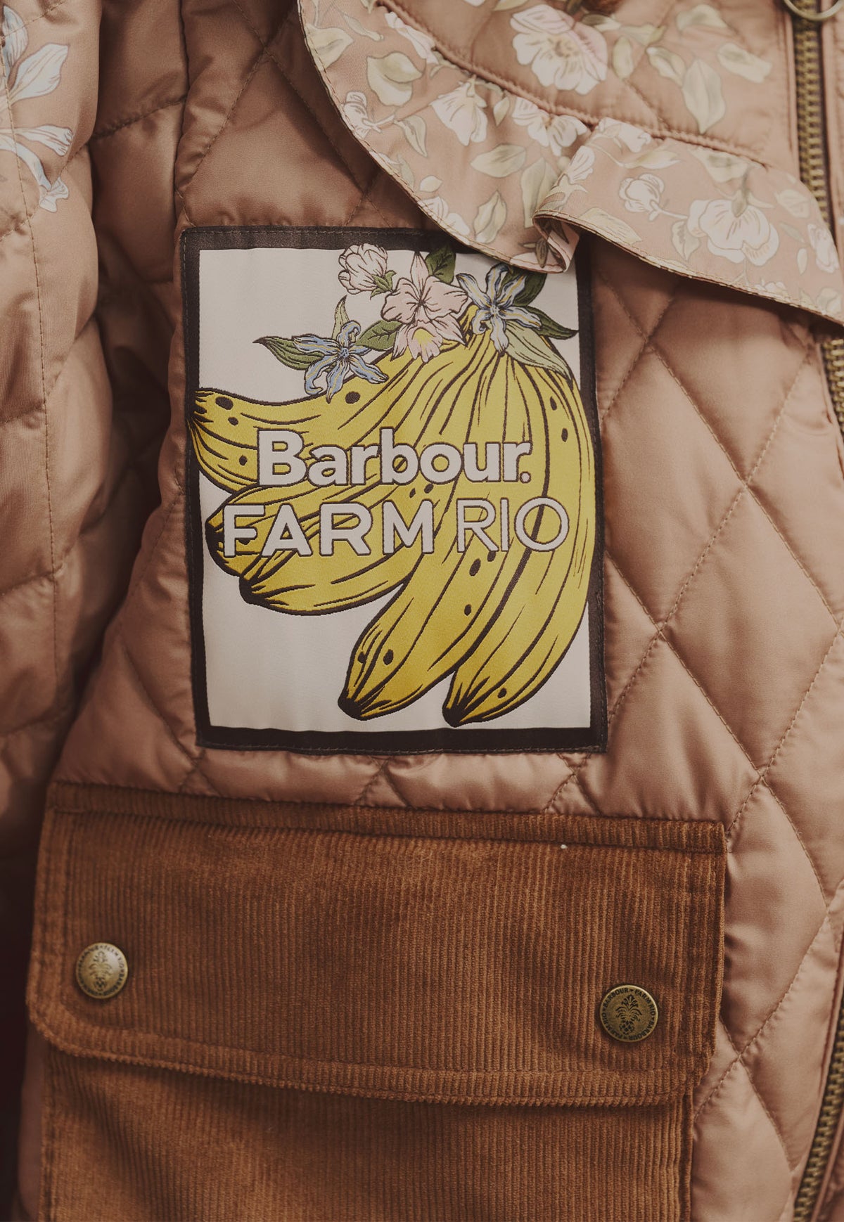 Barbour x Farm Rio Anamaria Quilted Jacket - Heart Of Tropics/Banana Print