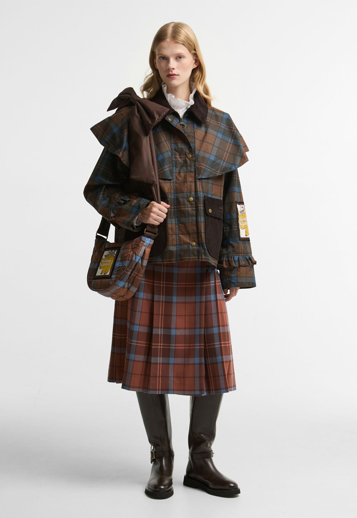 Barbour x Farm Rio Angelina Wax Jacket - Tropical Tea Tartan/Banana Print