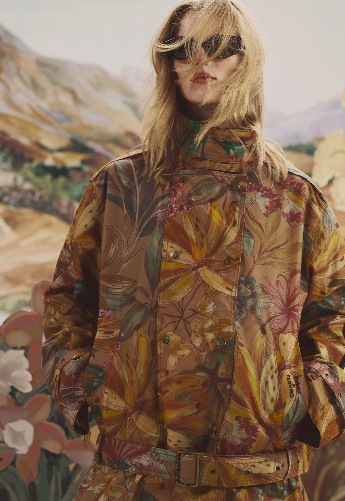Barbour x Farm Rio Attalea Wax - Banana Groove Print