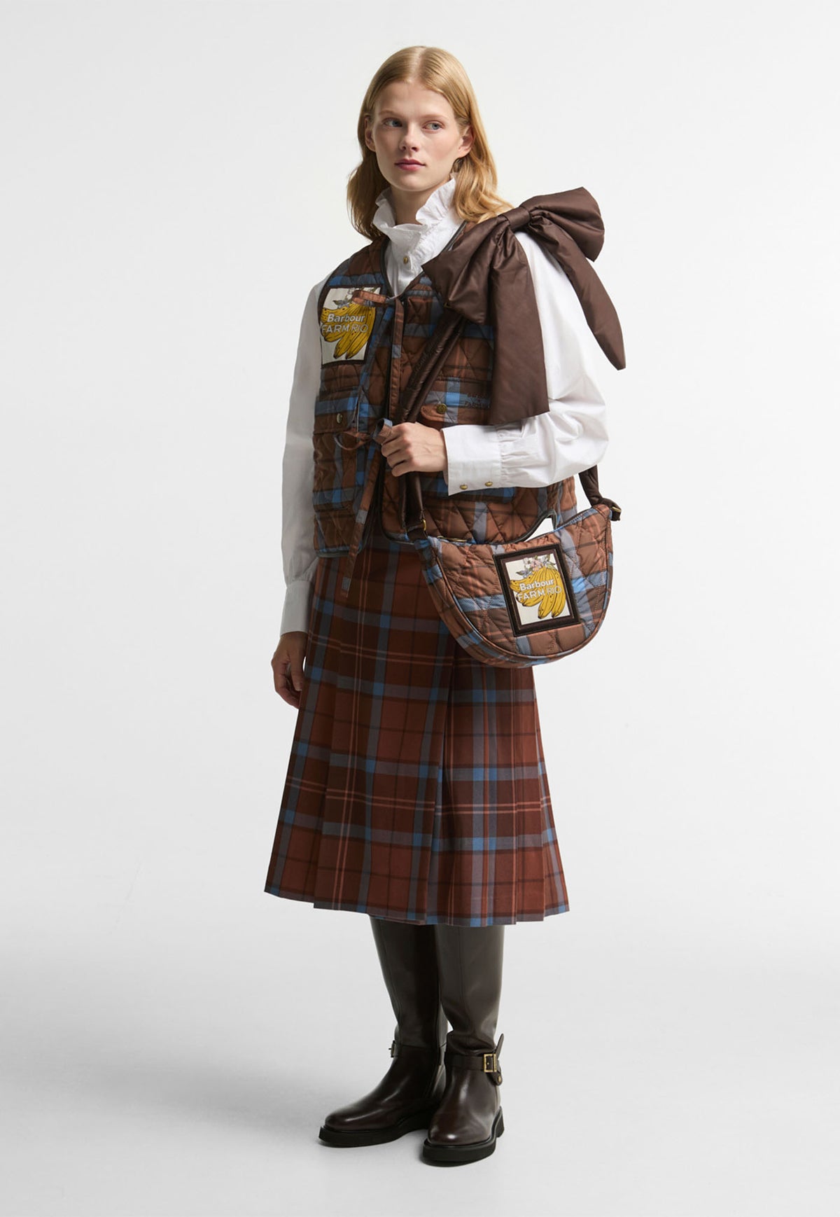 Barbour x Farm Rio Fernanda Liner - Tropical Tea Tartan/Brown Banana