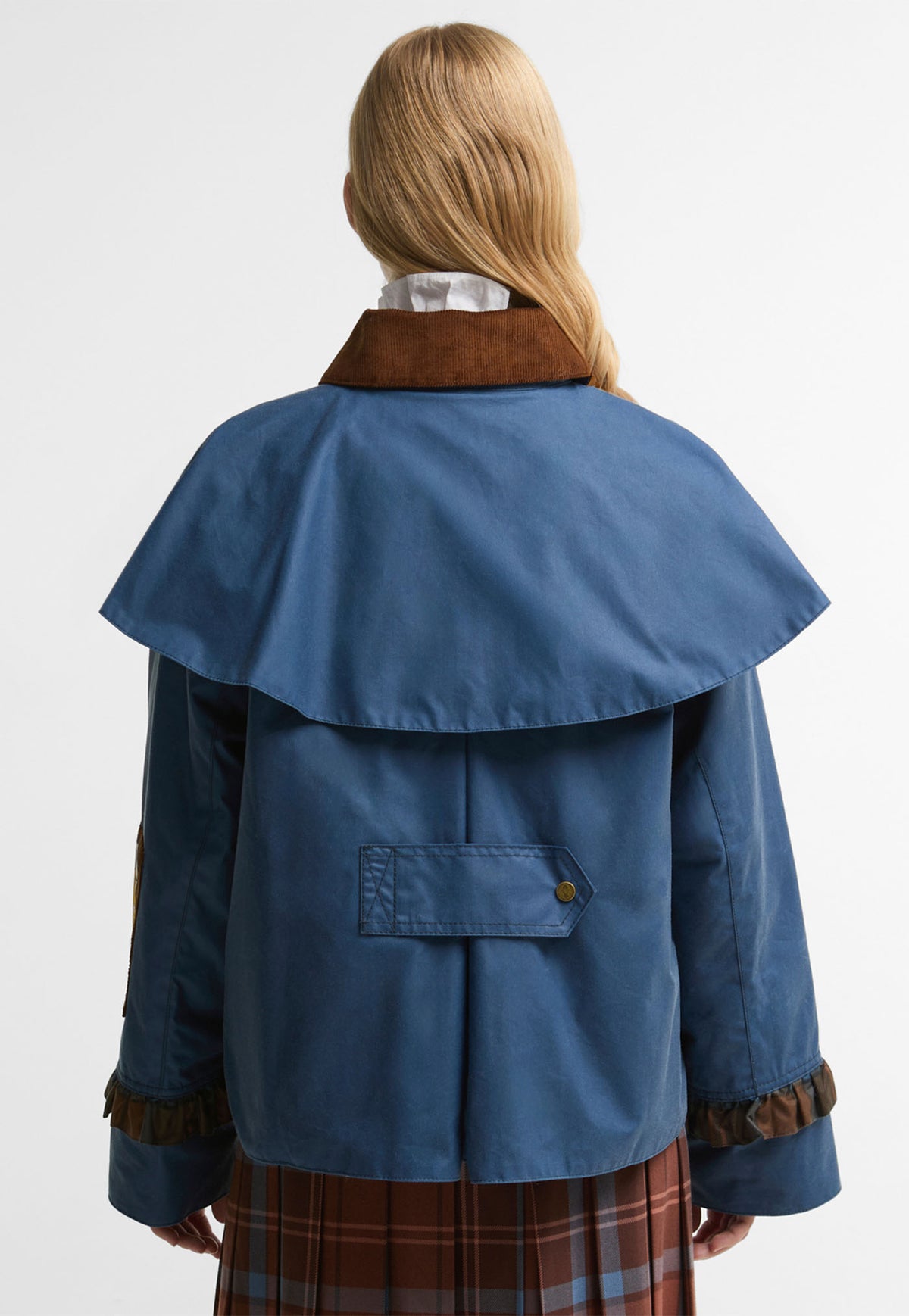 Barbour x Farm Rio Venosa Waxed Jacket - True Navy/Tropical Tea Tartan