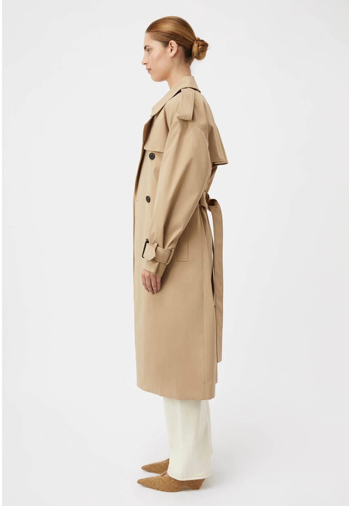 Evans Mid Length Trench Coat - Sand sold by Angel Divine