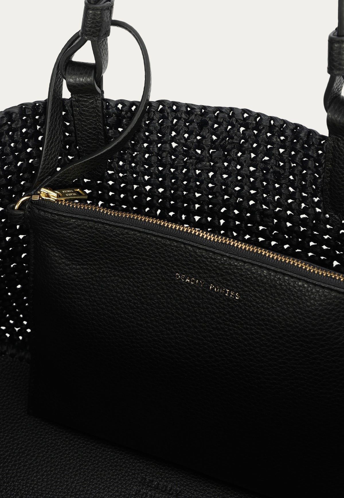 Medium Bandit Tote - Black Raffia/Black