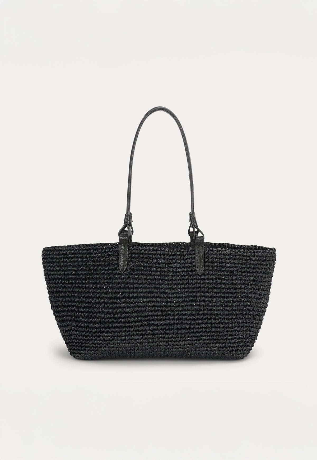 Medium Bandit Tote - Black Raffia/Black