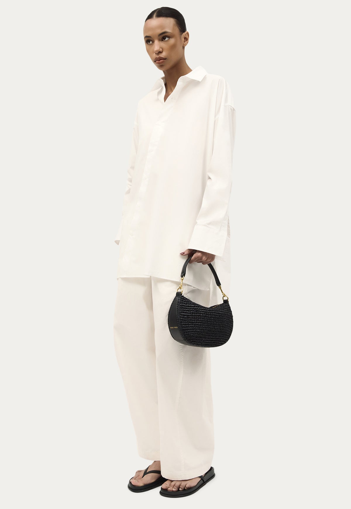 Mini Sling Bag - Black Raffia/Black