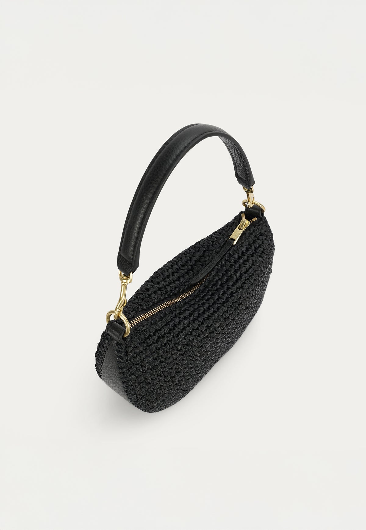 Mini Sling Bag - Black Raffia/Black
