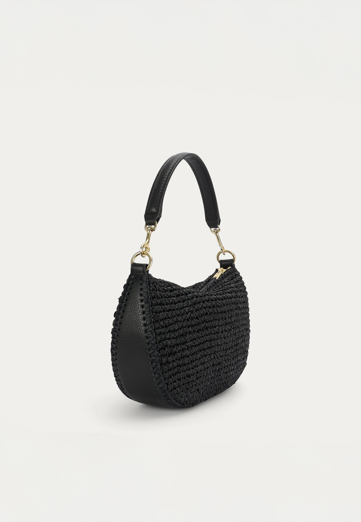 Mini Sling Bag - Black Raffia/Black