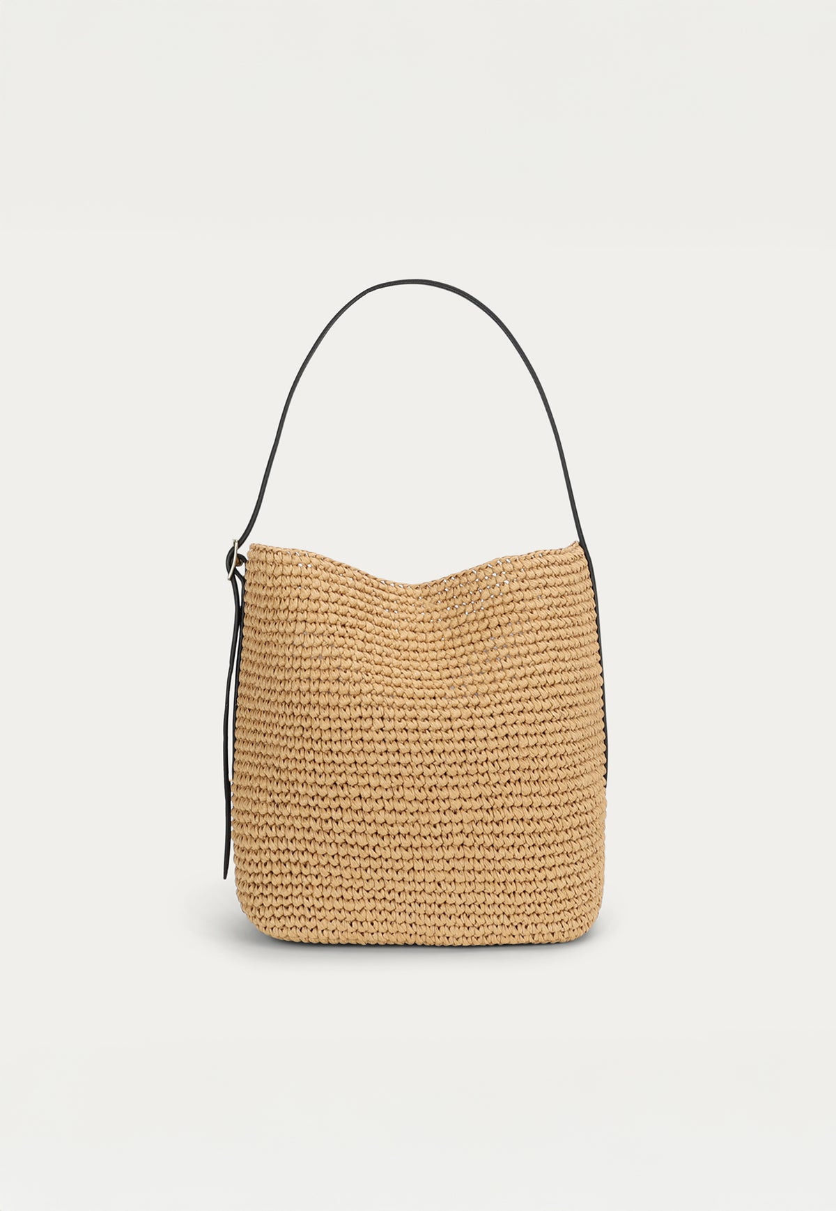 Deadly Ponies Rush Tote in Natural Raffia/Black, crafted from handwoven raffia with black leather detailing.